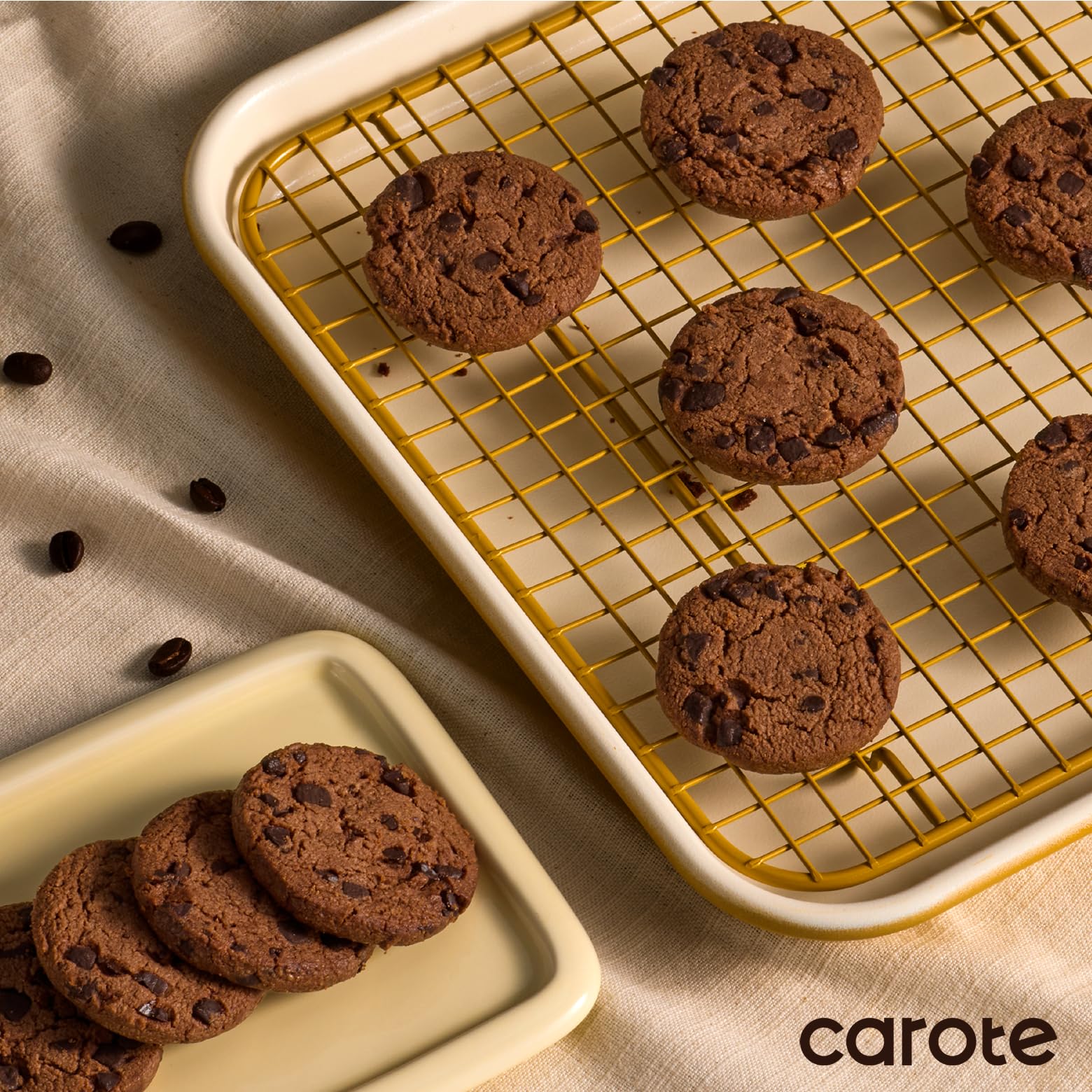 CAROTE 6-Piece Nonstick Ceramic Baking Pans Set - Bakeware Sets Including Cookie Sheets for Baking, Muffin Pan, Bread Pan, Cake pan, Loaf Pan, Cooling Rack, Light Blue & Cream White