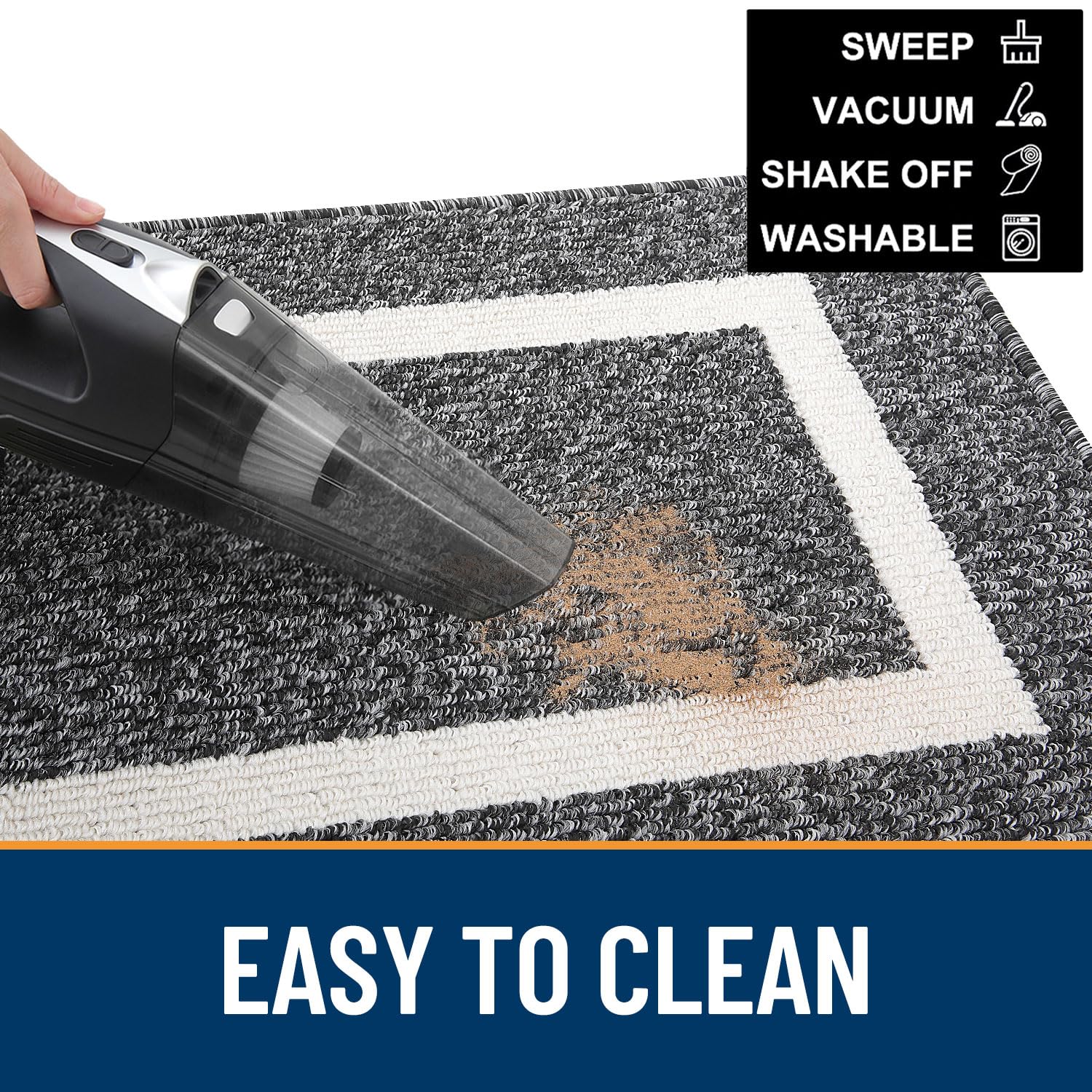 OLANLY Indoor Door Mat, 32x20, Non-Slip Absorbent Resist Dirt Entrance Mat, Washable Low-Profile Inside Entry Doormats for Entryway, Grey