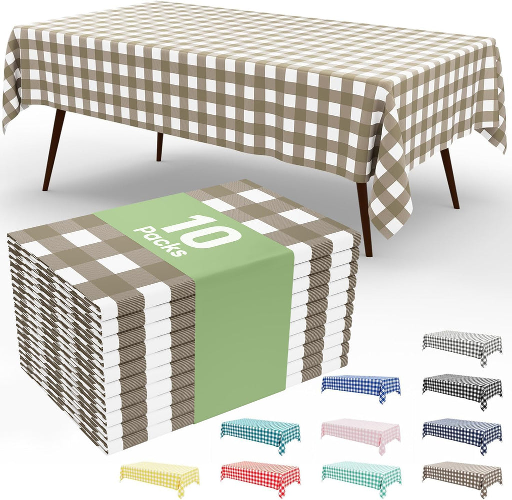 Smiry 3 Pack Red Gingham Disposable Tablecloths - 54" x 108" Heavy Duty Plastic Table Cloth, Waterproof Buffalo Plaid Table Covers for Picnic, Banquets, Outdoor Parties