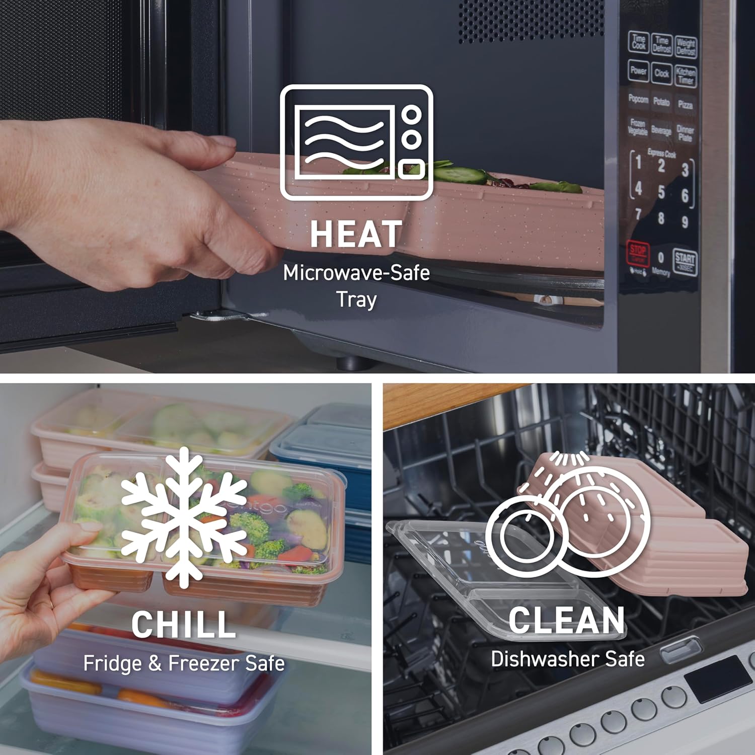 Bentgo Prep - 20-Piece 2-Compartment Reusable Meal Prep Containers with Lids, PFAS & BPA Free Materials, Durable, Microwave, Freezer, & Dishwasher Safe To Go Food Storage (Burgundy)