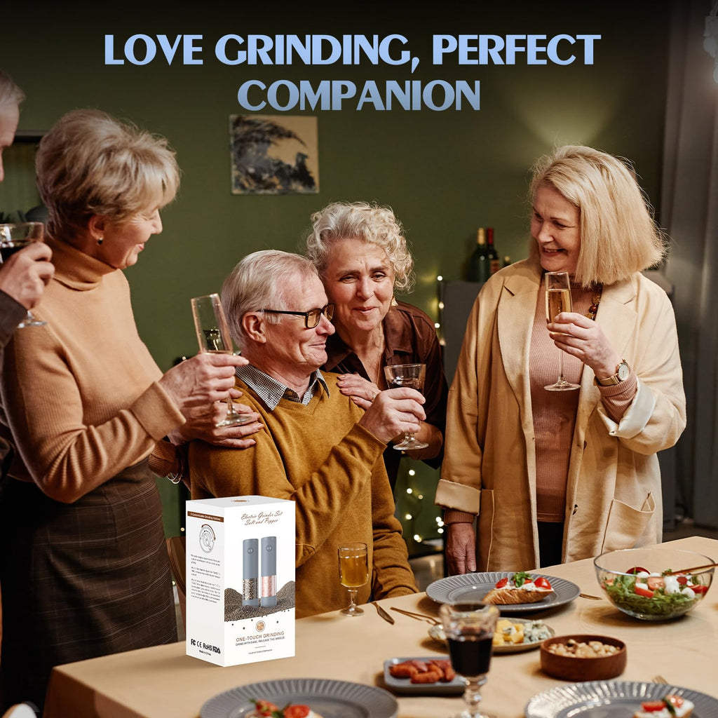 Electric Salt and Pepper Grinder Set Automatic Battery Pepper Mill Shakers Adjustable Coarseness Upgraded Larger Capacity with Led Home and Kitchen Appliances Birthday Gifts for Women Mom