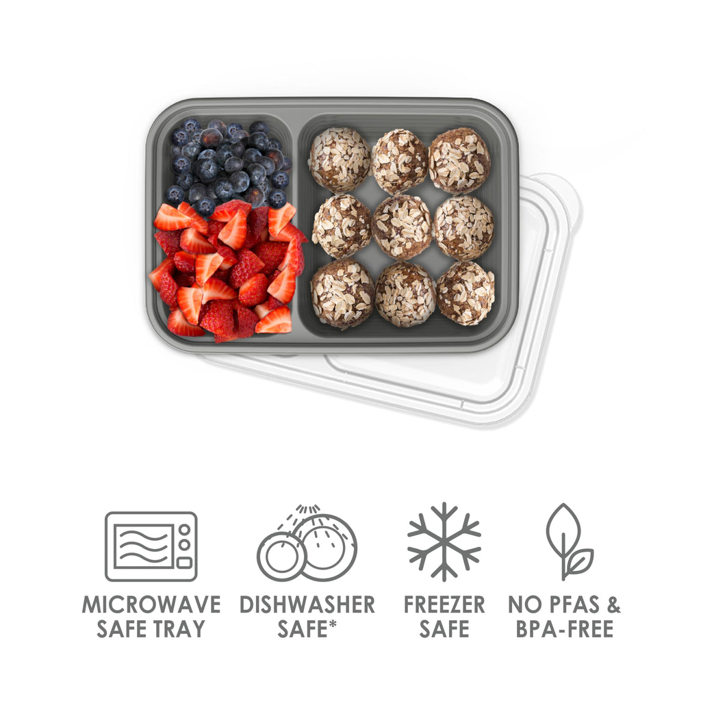 Bentgo Prep - 2-Compartment Snack Containers with Lids - Reusable, Microwaveable, Durable, PFAS & BPA-Free, Freezer, & Dishwasher-Safe Meal Prep Food Storage - 10 Trays & 10 Lids (Basil Glitter)