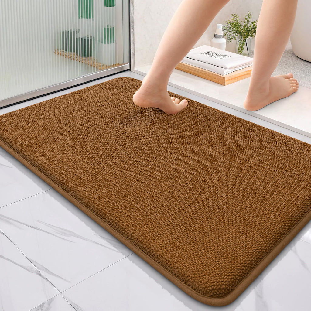 OLANLY Thick Memory Foam Bath Mat Rug 30x20, Extra Soft Absorbent Bathroom Rugs, Quick Dry Bath Mats, Non-Slip, Machine Washable Carpet for Bathroom, Tub and Shower, Home Decor Accessories, Grey