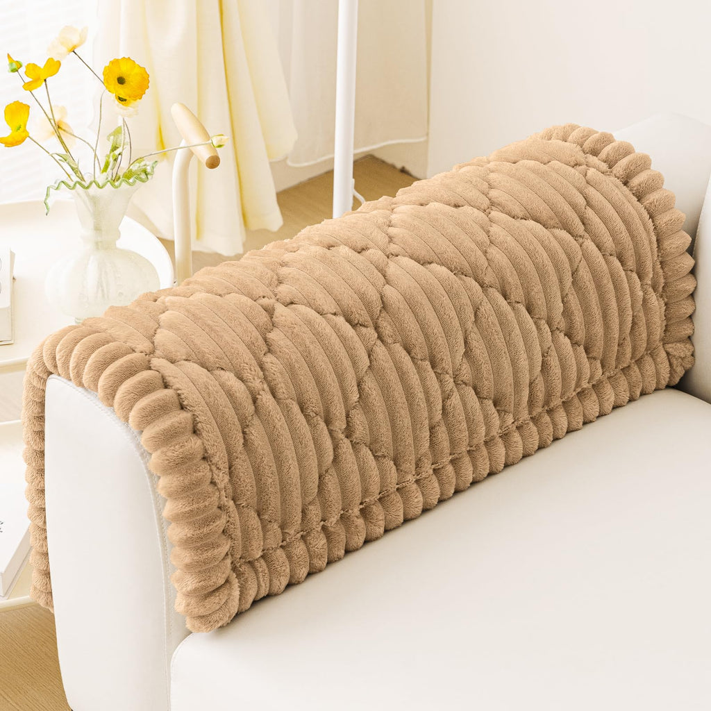 Smiry Pet Couch Cover for Dogs Washable, Non-Slip Fuzzy Couch Covers for 3 Cushion Sofa Pet Friendly, Soft Thick Furniture Protector Sofa Slipcover Mat for Dogs (Camel, 27.6" x 59")