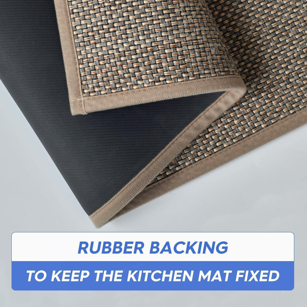 Artoid Mode Washable Non Slip Kitchen Rugs and Mats Set of 2, Rubber Backing Absorbent Kitchen Mats for Floor Front of Sink - 17x29 and 17x47 Inch