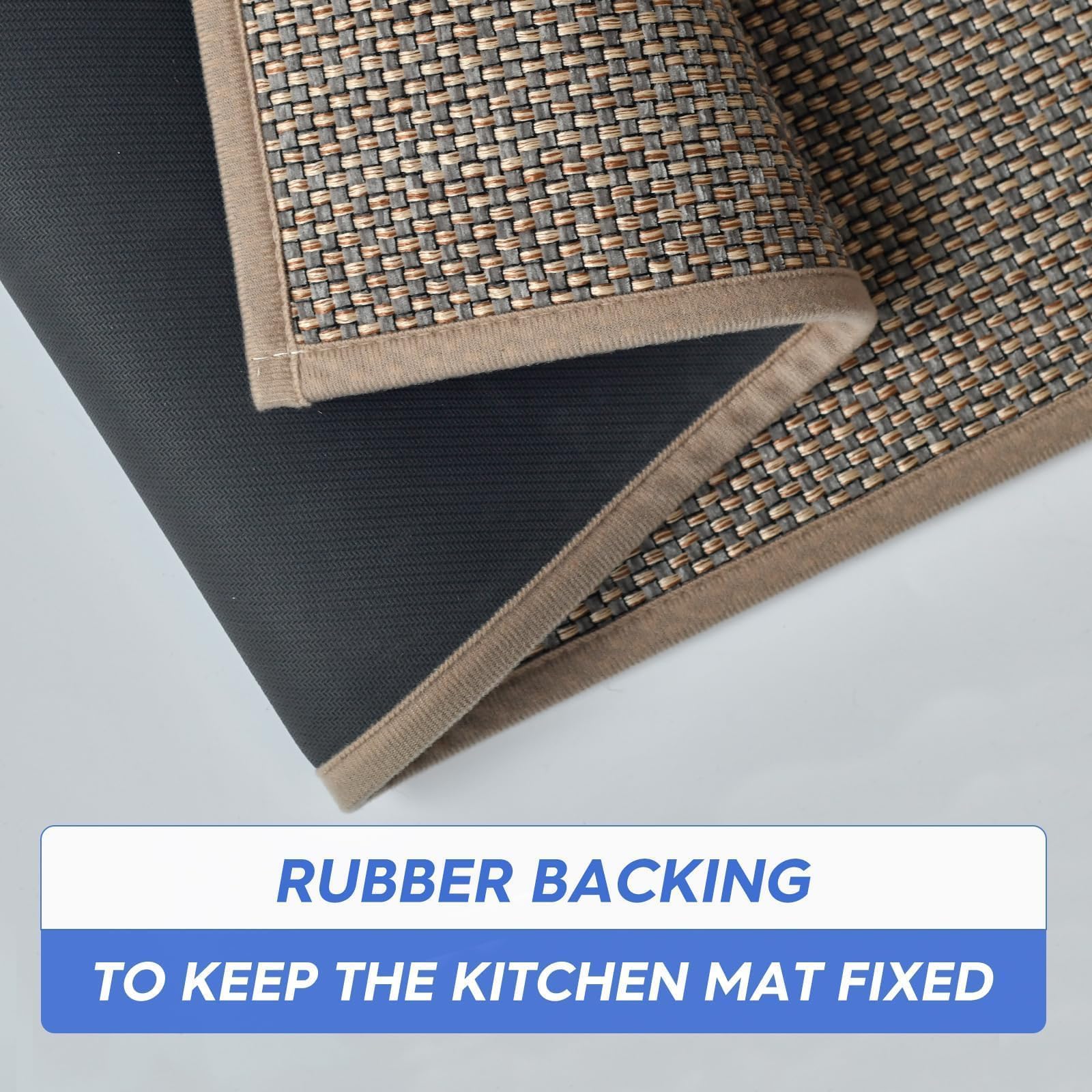 Artoid Mode Washable Non Slip Kitchen Rugs and Mats Set of 2, Rubber Backing Absorbent Kitchen Mats for Floor Front of Sink - 17x29 and 17x47 Inch