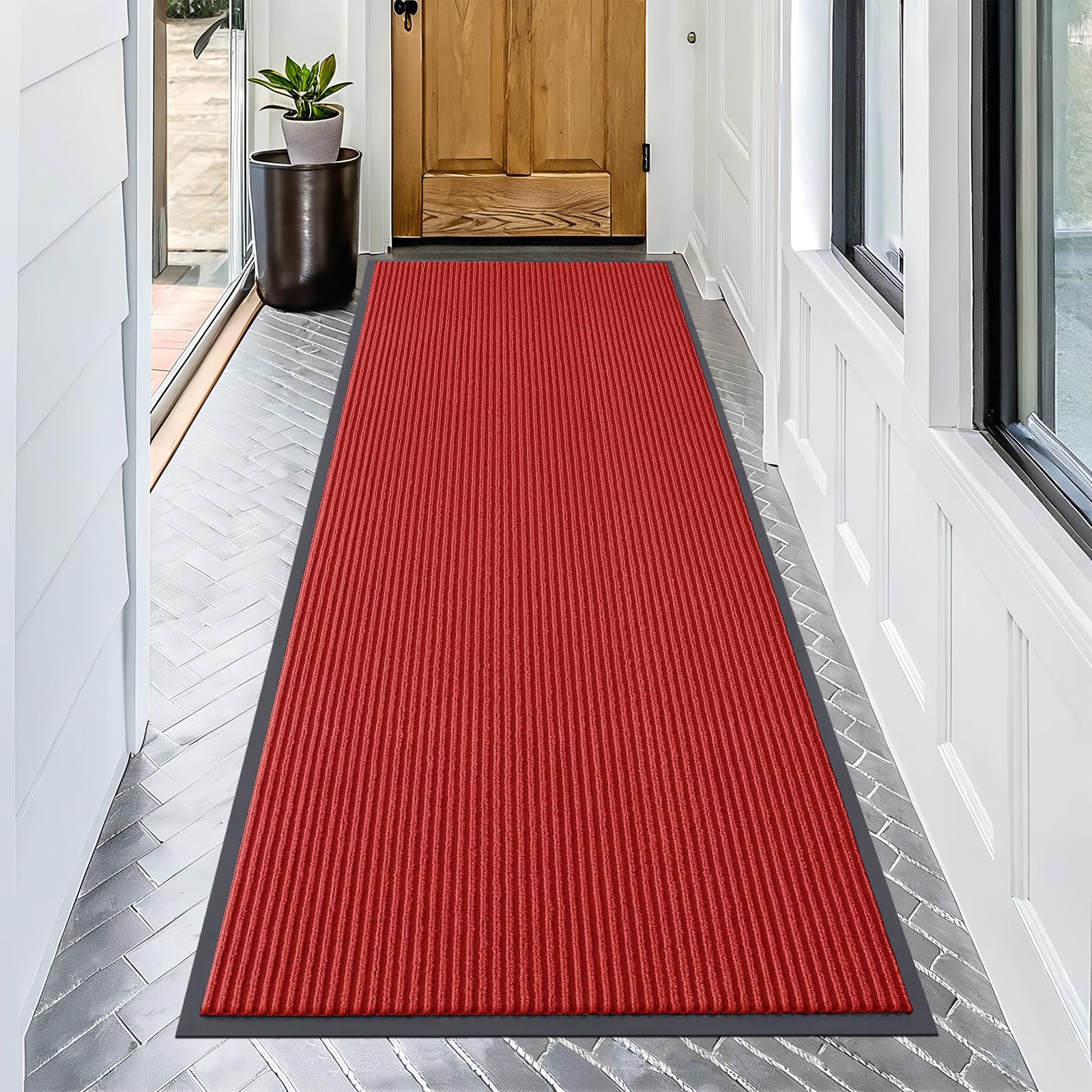 OLANLY Front Door Mat Indoor Outdoor Entrance, Waterproof Heavy Duty Doormat, Fade Resistant, Low Profile, Easy Clean Patio Porch Welcome Floor Mats for Entry, 29.5x17, Grey