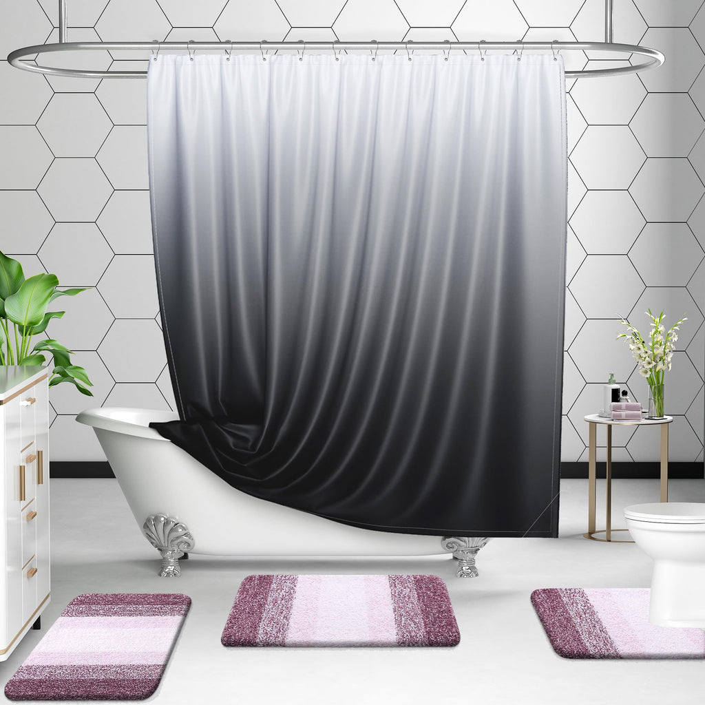 OLANLY Bathroom Rugs Sets 3 Piece, Soft Absorbent Microfiber Bath Mats and U-Shaped Contour Toilet Rug, Machine Wash Dry, Plush Shaggy Bath Mat Set for Bathroom (30"x20"+24"x16"+24"x20", Grey)