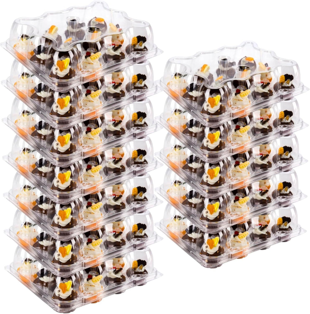 12 Count Mini Cupcake Containers 20 Pack Cupcake Holder with Detachable Tall Dome Lids Mini Plastic Stackable Cupcake Boxes for 240 Cupcakes, BPA Free