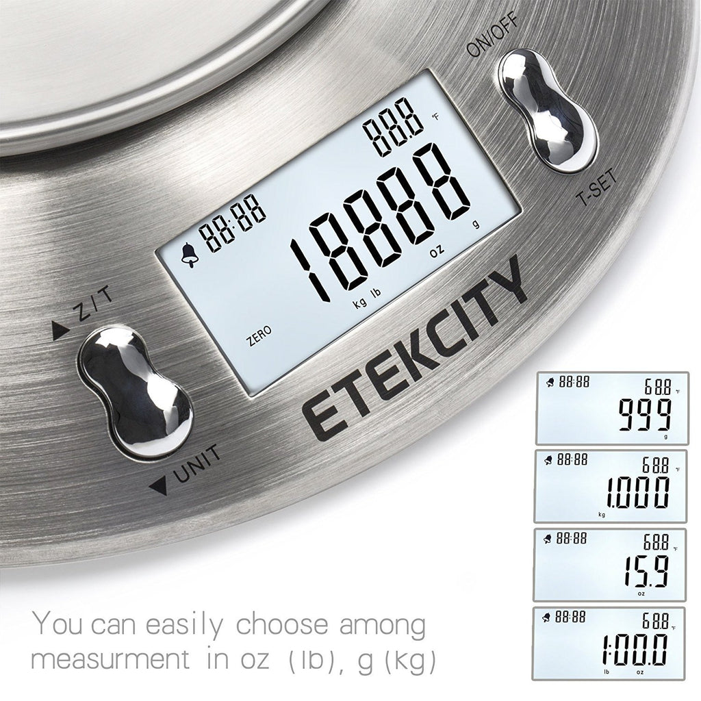 Etekcity 0.1g Food Kitchen Scale, Bowl, Digital Grams and Ounces for Weight Loss, Dieting, Baking, Cooking, and Meal Prep, 11lb/5kg, Stainless Steel Silver