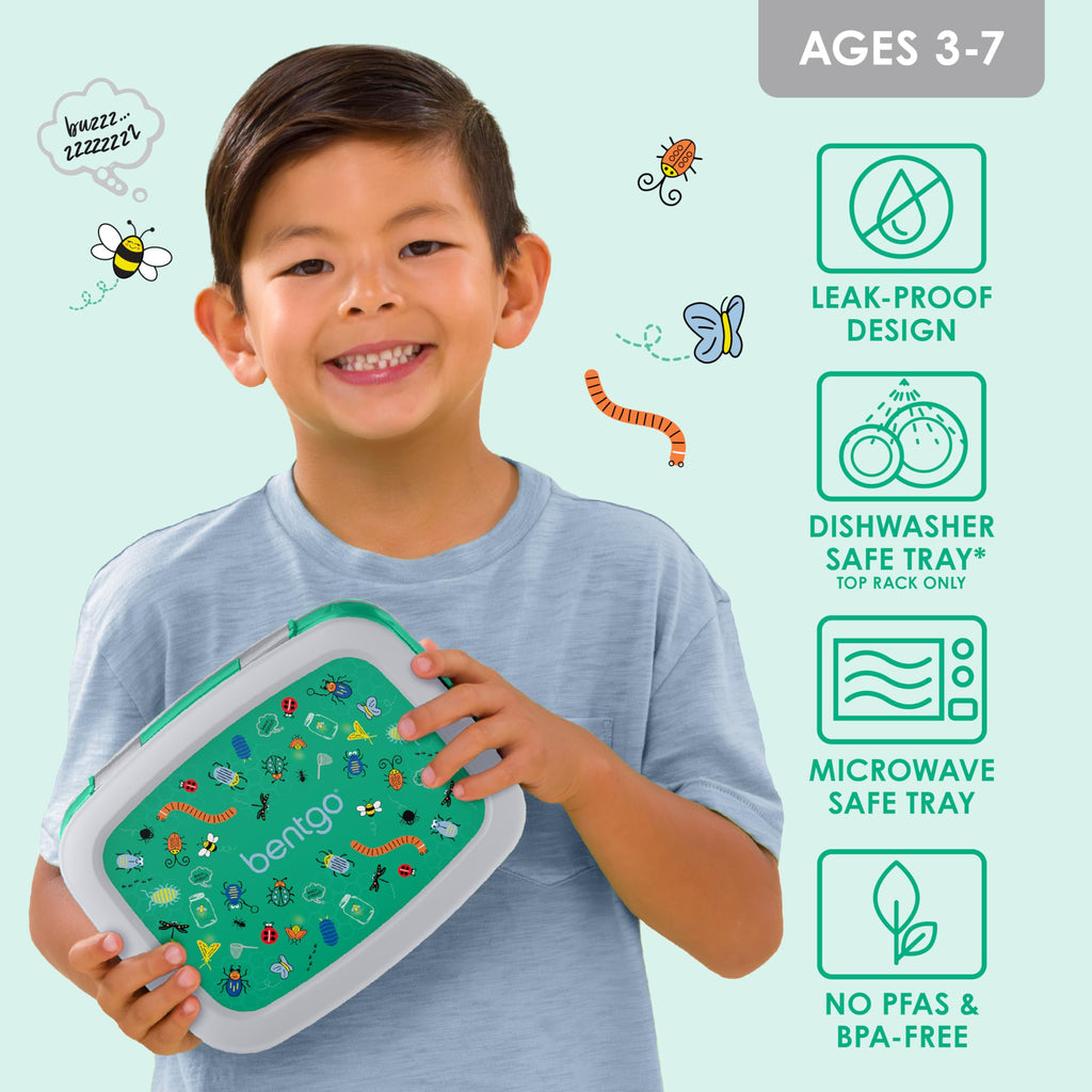 Bentgo Kids Prints Leak-Proof, 5-Compartment Bento-Style Kids Lunch Box - Ideal Portion Sizes for Ages 3-7, Durable, Drop-Proof, Dishwasher Safe, & PFAS & BPA-Free Materials (Unicorn)