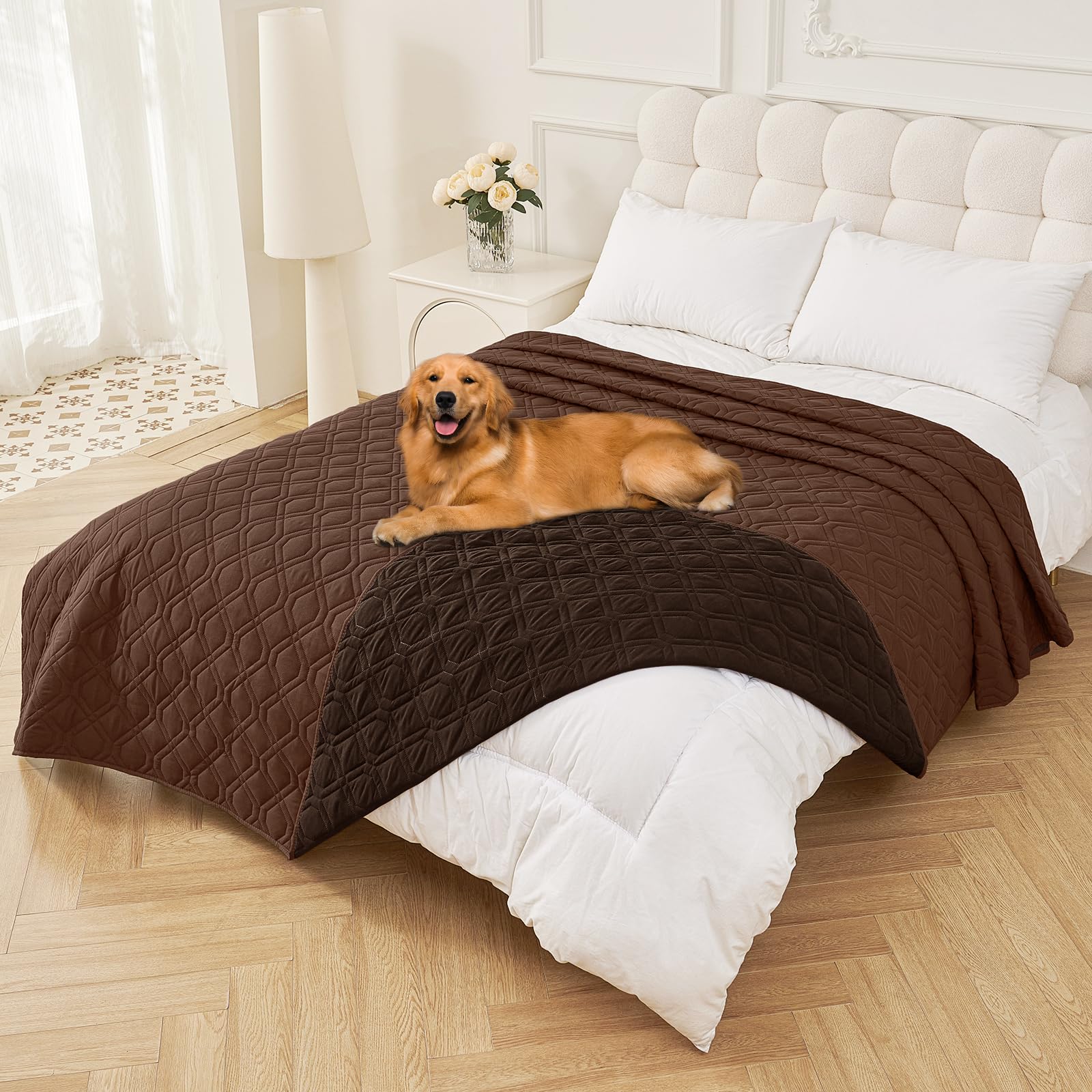 Smiry Waterproof Couch Covers for Dogs Washable, Reversible Pet Couch Covers for 3 Cushion Sofa Pet Friendly, Soft Sofa Furniture Protector for Dogs Cat Kids, Checkered (30"x70", Grey/Dark Grey)