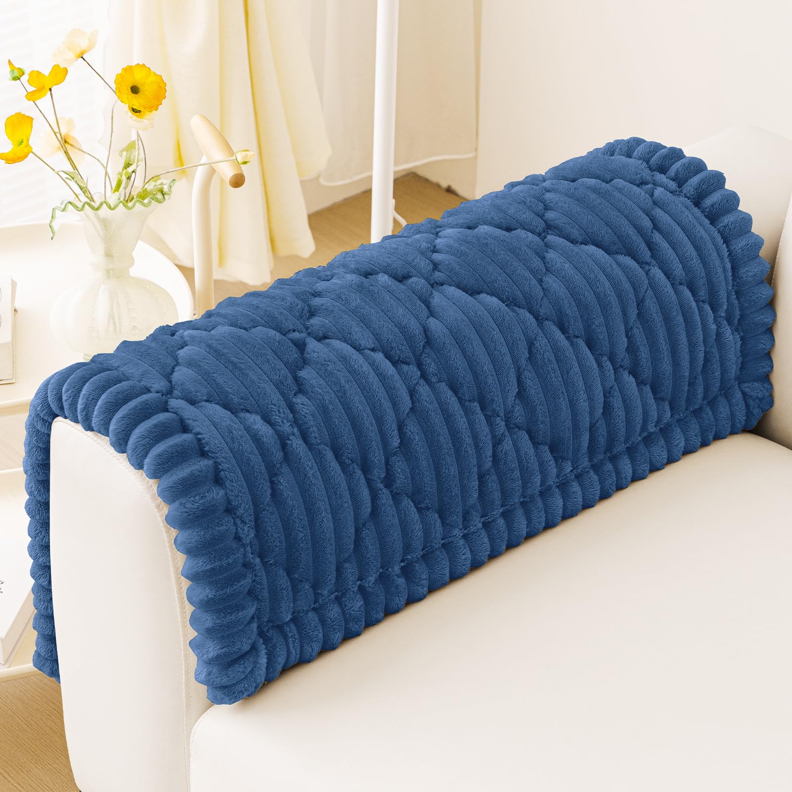 Smiry Pet Couch Cover for Dogs Washable, Non-Slip Fuzzy Couch Covers for 3 Cushion Sofa Pet Friendly, Soft Thick Furniture Protector Sofa Slipcover Mat for Dogs (Camel, 27.6" x 59")