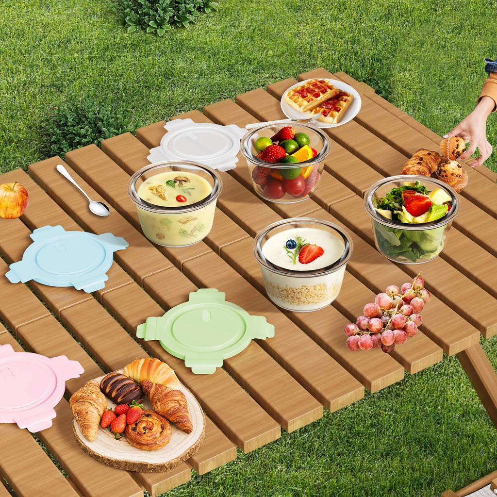 16oz Glass Meal Prep Containers, Airtight 2 Cup Glass Storage Containers with Lids, Heat-Resistant BPA-Free Borosilicate Glass Soup Container for Leftover, Microwave, Dishwasher&Freezer Safe (4 Packs)