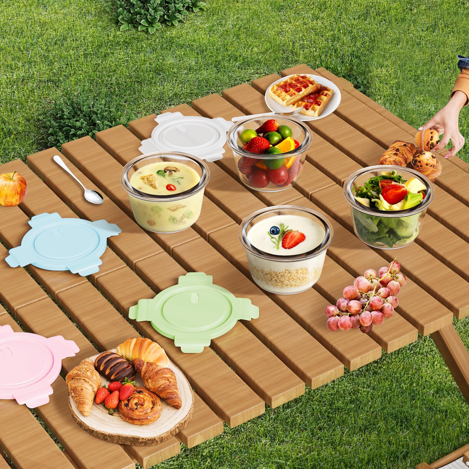 16oz Glass Meal Prep Containers, Airtight 2 Cup Glass Storage Containers with Lids, Heat-Resistant BPA-Free Borosilicate Glass Soup Container for Leftover, Microwave, Dishwasher&Freezer Safe (4 Packs)