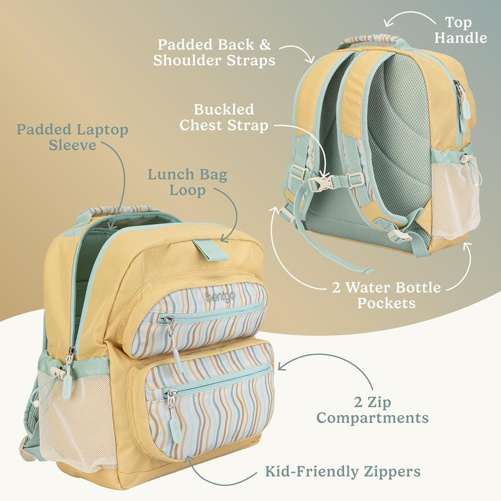 Bentgo® Kids 14” Backpack Set With Kids Prints Lunch Box (Wavy)