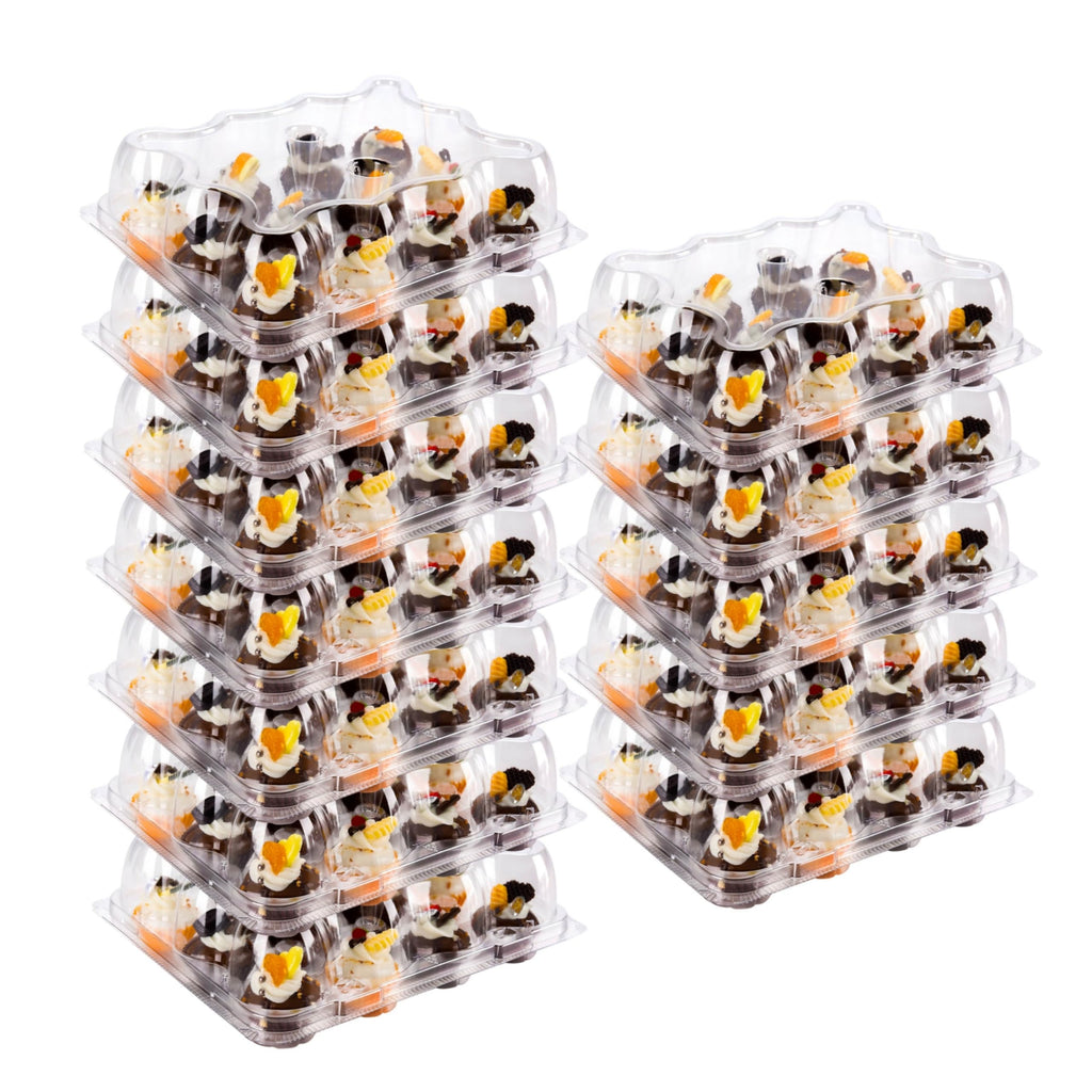12 Count Mini Cupcake Containers 20 Pack Cupcake Holder with Detachable Tall Dome Lids Mini Plastic Stackable Cupcake Boxes for 240 Cupcakes, BPA Free
