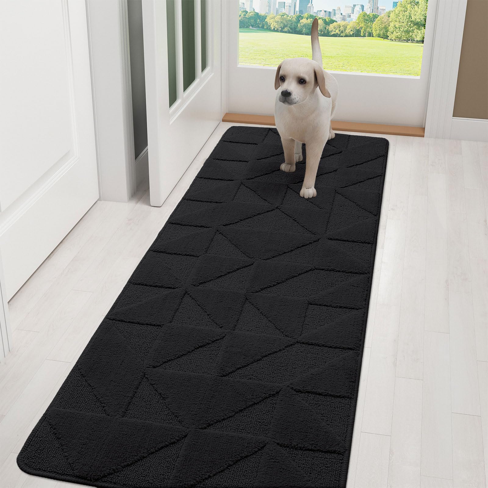 OLANLY Door Mats Indoor, Non-Slip, Absorbent, Dirt Resist, Entrance Washable Mat, Low-Profile Inside Entry Doormat for Entryway (32x20 inches, Grey)