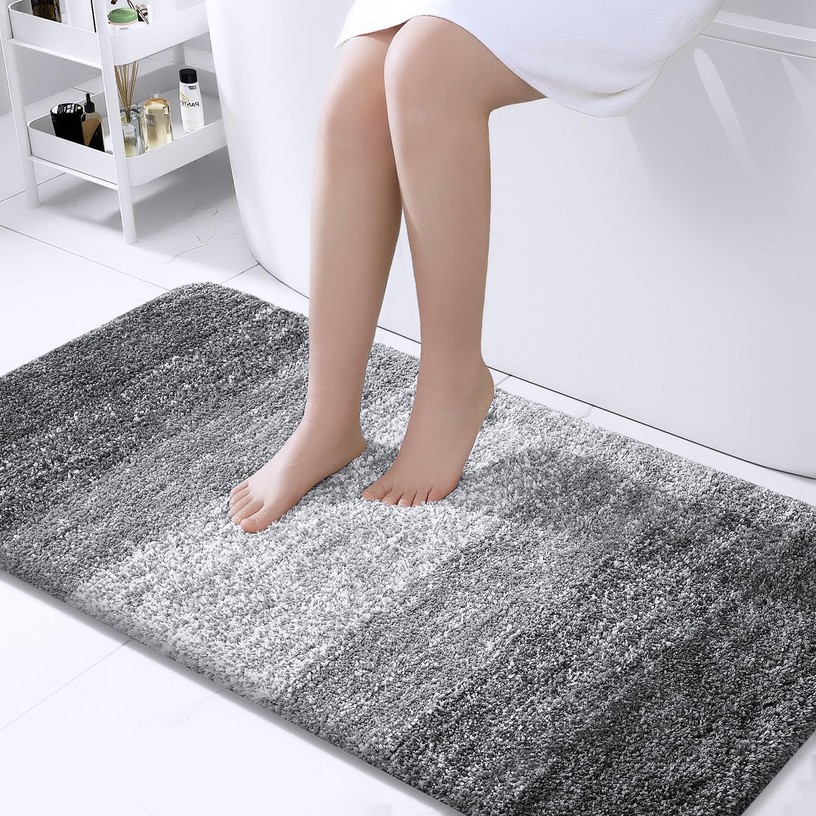 OLANLY Bathroom Rugs Mat 30x20, Extra Soft Absorbent Microfiber Bath Rugs, Rubber Backing, Quick Dry, Machine Washable Bath Mats for Bathroom Floor, Tub and Shower, Home Decor Accessories, Grey