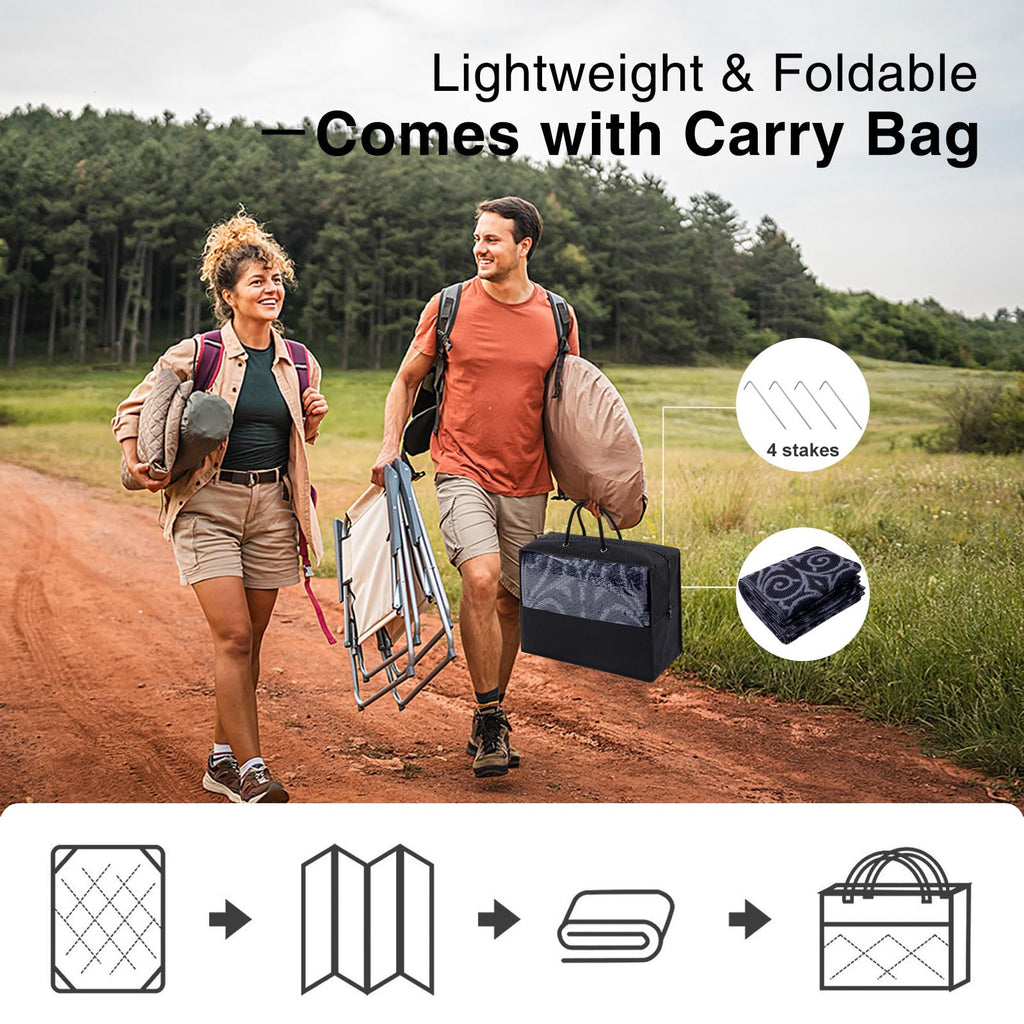 OLANLY Outdoor Rug 5x8 ft Waterproof, Reversible Outdoor Plastic Straw Rug, RV Mat, Indoor Outdoor Carpet Clearance for Patio, Camping, Balcony, Deck, Backyard, Grey & White