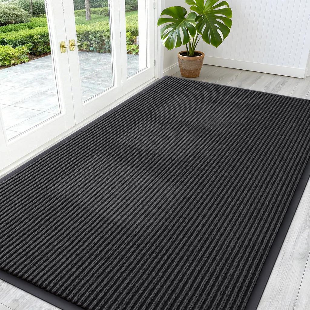 OLANLY Front Door Mat Indoor Outdoor Entrance, Waterproof Heavy Duty Doormat, Fade Resistant, Low Profile, Easy Clean Patio Porch Welcome Floor Mats for Entry, 29.5x17, Grey