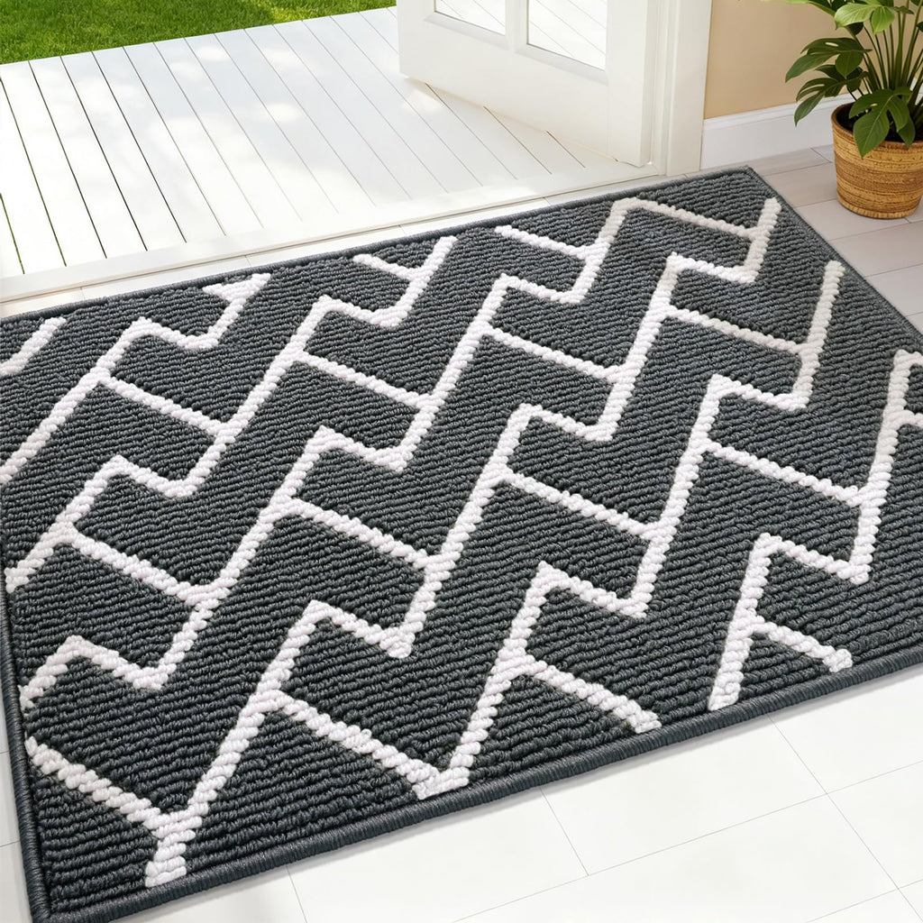 OLANLY Front Door Mat, Non-Slip Rubber Backing, Dirt Resistant and Absorbent, Washable, Easy to Clean Low-Profile Indoor Doormat for Back Door, Entryway, Inside Entrance, 32x20, Grey