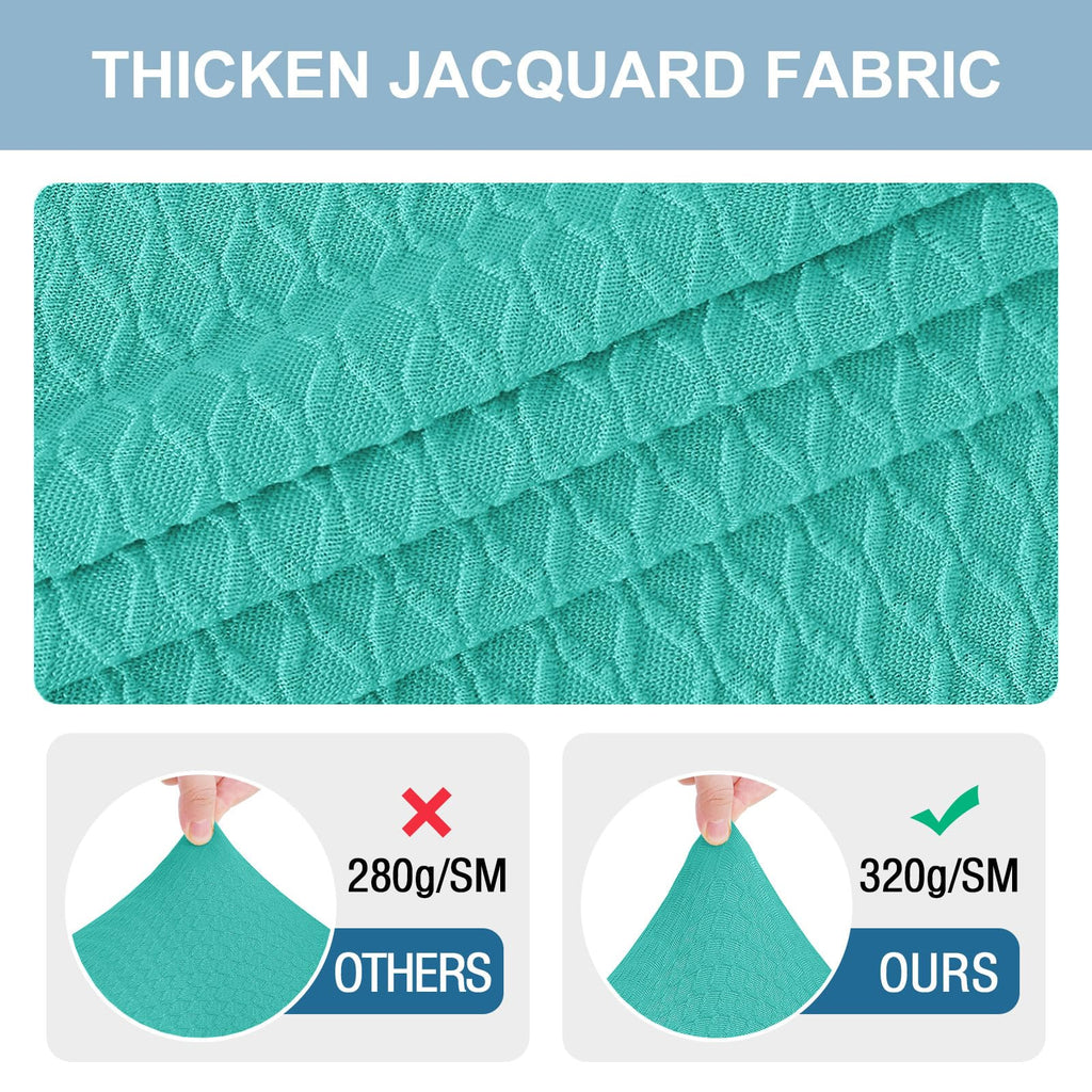 Smiry Stretch Jacquard Seat Covers for Dining Room Chairs Set of 6, Removable Washable Chair Seat Protector Slipcovers, No Rear Covers, Beige