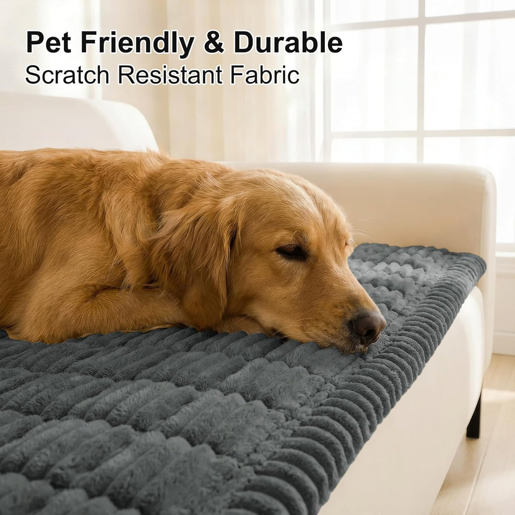 Smiry Couch Cover for Dogs Washable, Non Slip Fuzzy Pet Couch Covers for 3 Cushion Sofa Pet Friendly, Thick Soft Sofa Slipcovers Cushion Protector (Dark Grey, 27.6" x 59")