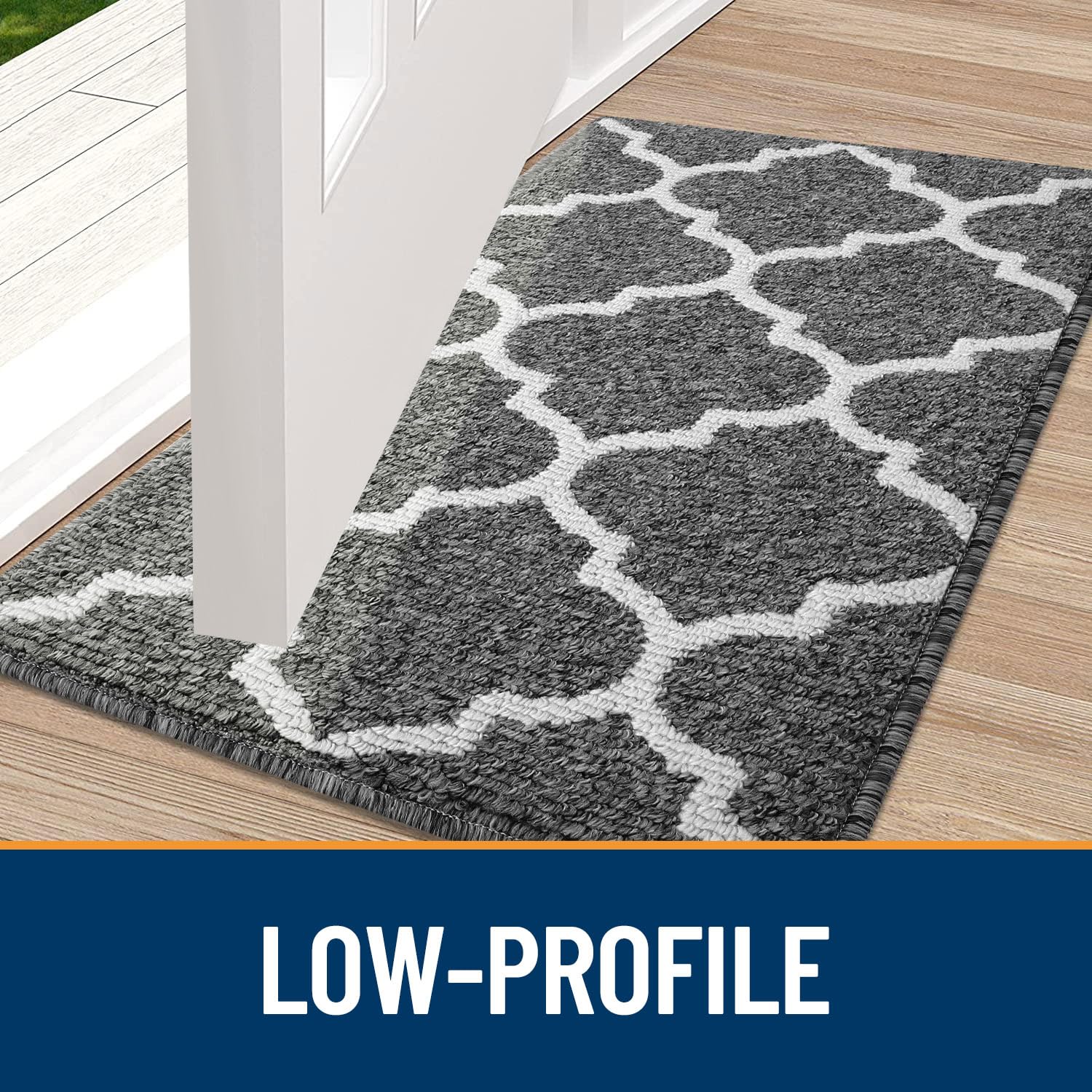 OLANLY Indoor Door Mat, 32x20, Non-Slip Absorbent Resist Dirt Entrance Mat, Washable Low-Profile Inside Floor Doormats for Entryway, Grey