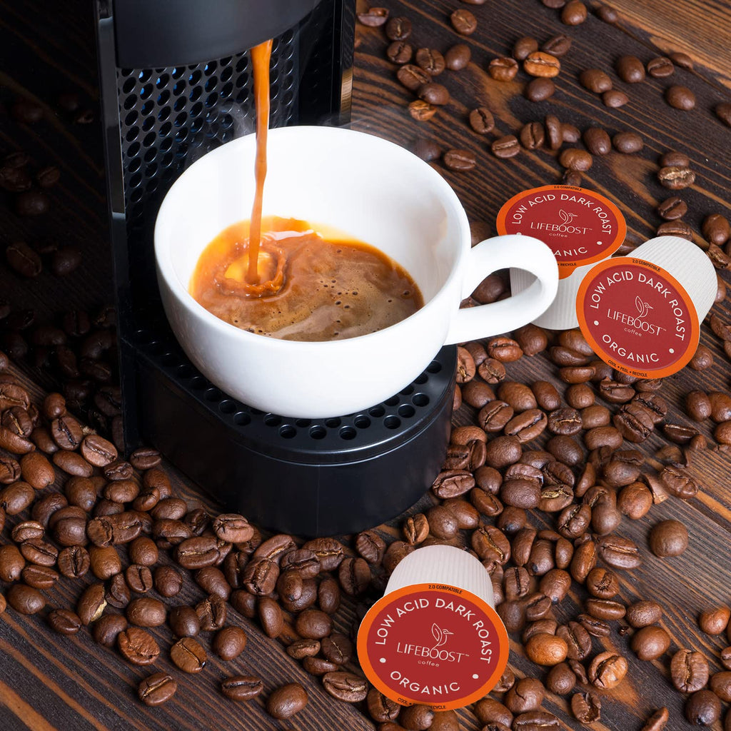 Lifeboost Medium Roast Low Acid Coffee K Cups - Single Origin Mold Free Non-GMO Organic Coffee Pods - Compatible with Keurig & Keurig 2 Machines - 10 Count