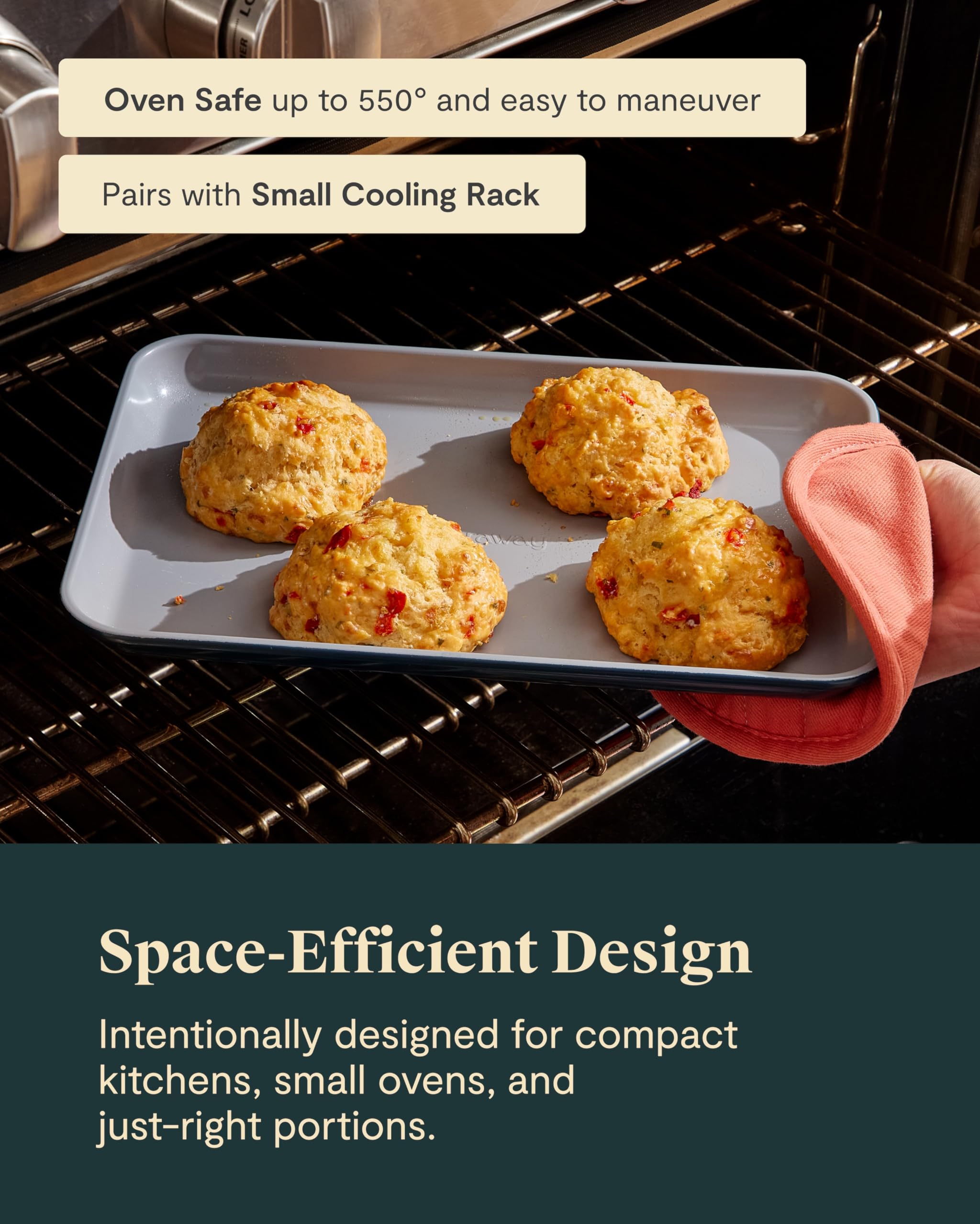 Caraway Non-Stick Ceramic Medium Baking Sheet Duo - Naturally Slick Ceramic Coating - Non-Toxic, PTFE & PFOA Free - Perfect for Baking, Roasting, and More - Medium (15" x 10") - Cream