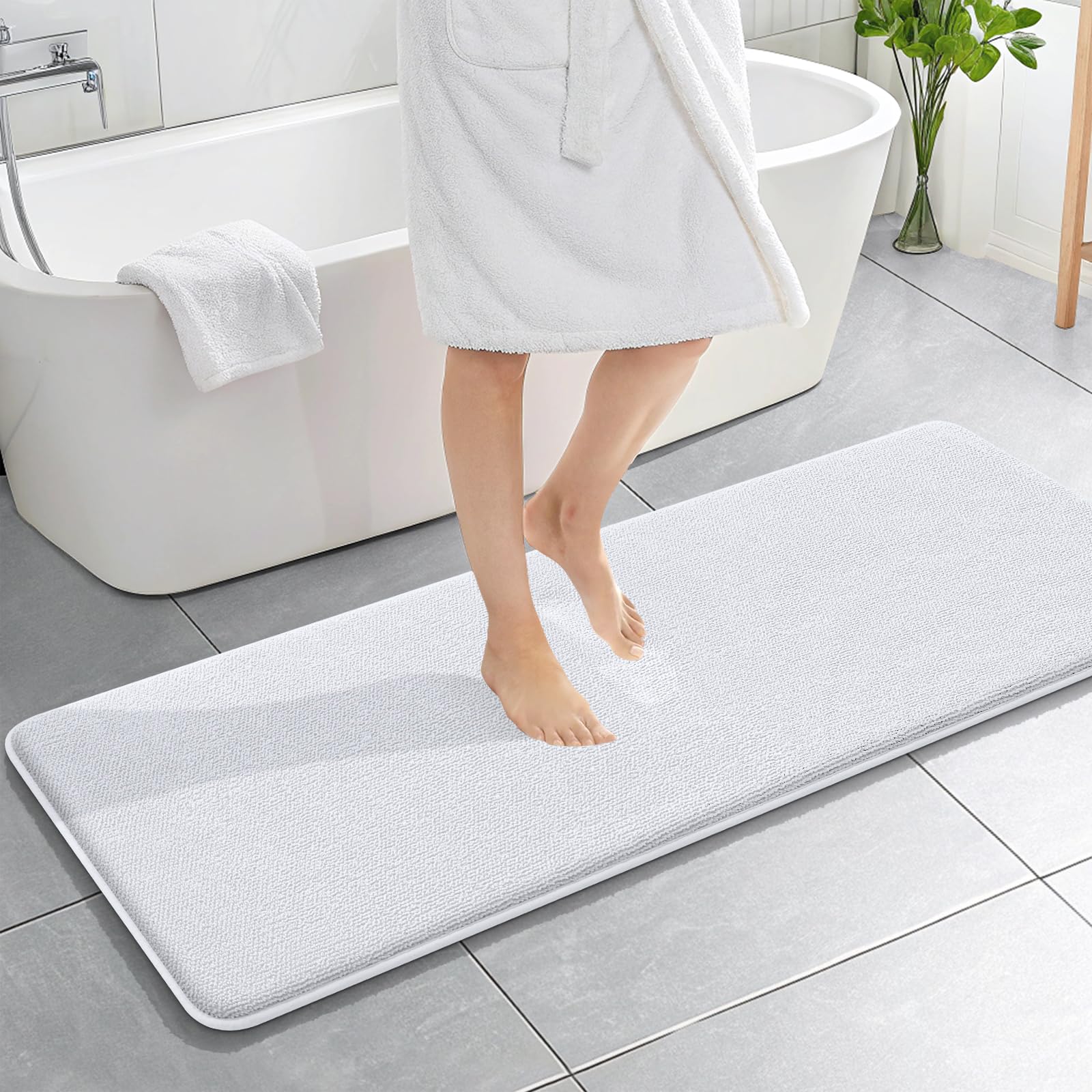 OLANLY Thick Memory Foam Bath Mat Rug 30x20, Extra Soft Absorbent Bathroom Rugs, Quick Dry Bath Mats, Non-Slip, Machine Washable Carpet for Bathroom, Tub and Shower, Home Decor Accessories, Grey