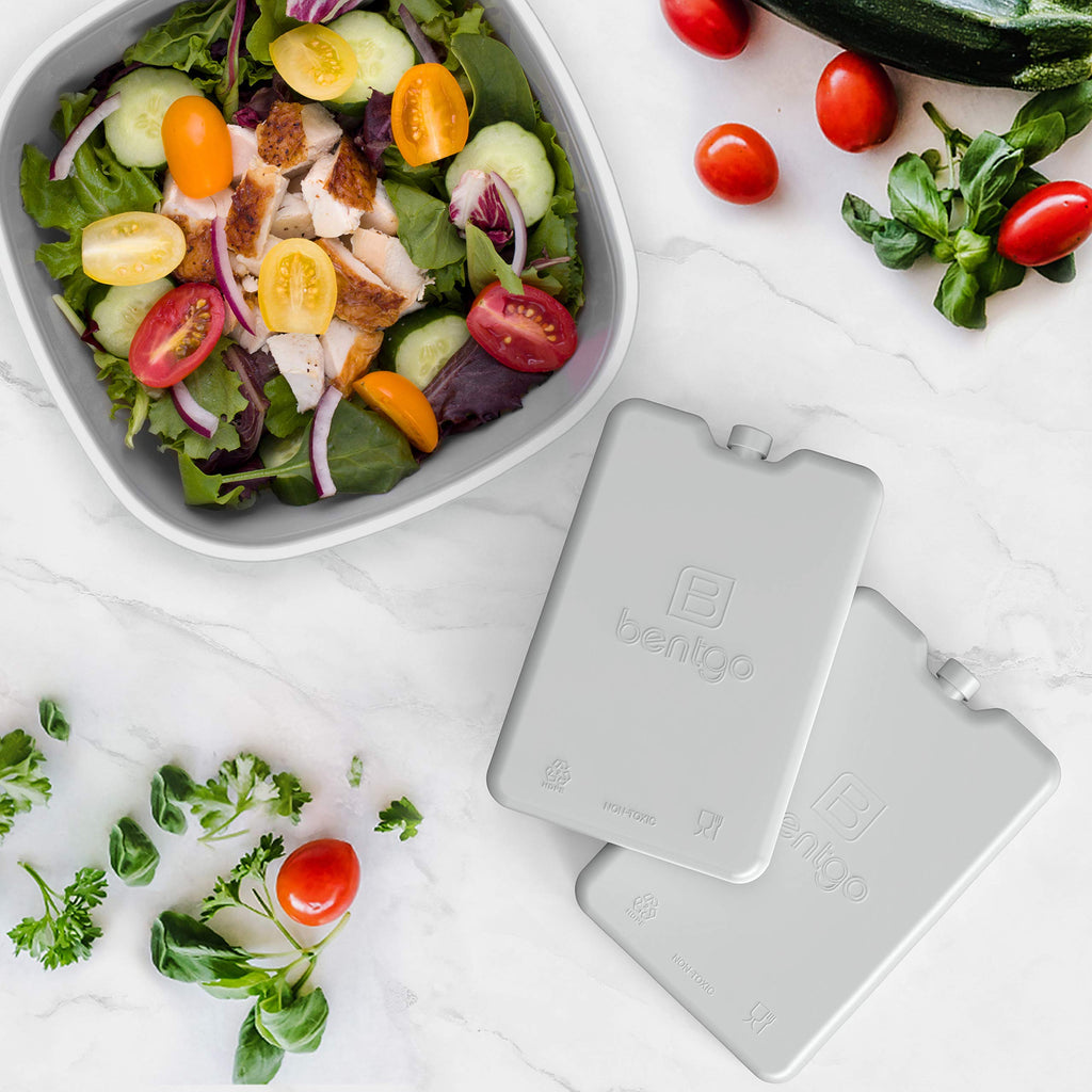 Bentgo Ice Lunch Chillers - Ultra-Thin Ice Packs Perfect for Everyday Use in Lunch Bags, Lunch Boxes and Coolers - 4 Pack (Gray)