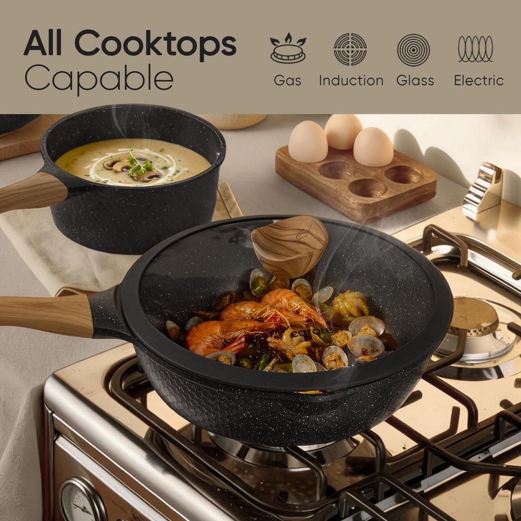 CAROTE 26PCS Pots and Pans Set Non Stick, Cookware Set Pots and Pans Induction Cook Ware, Nonstick Kitchen Cooking, PFOA Free