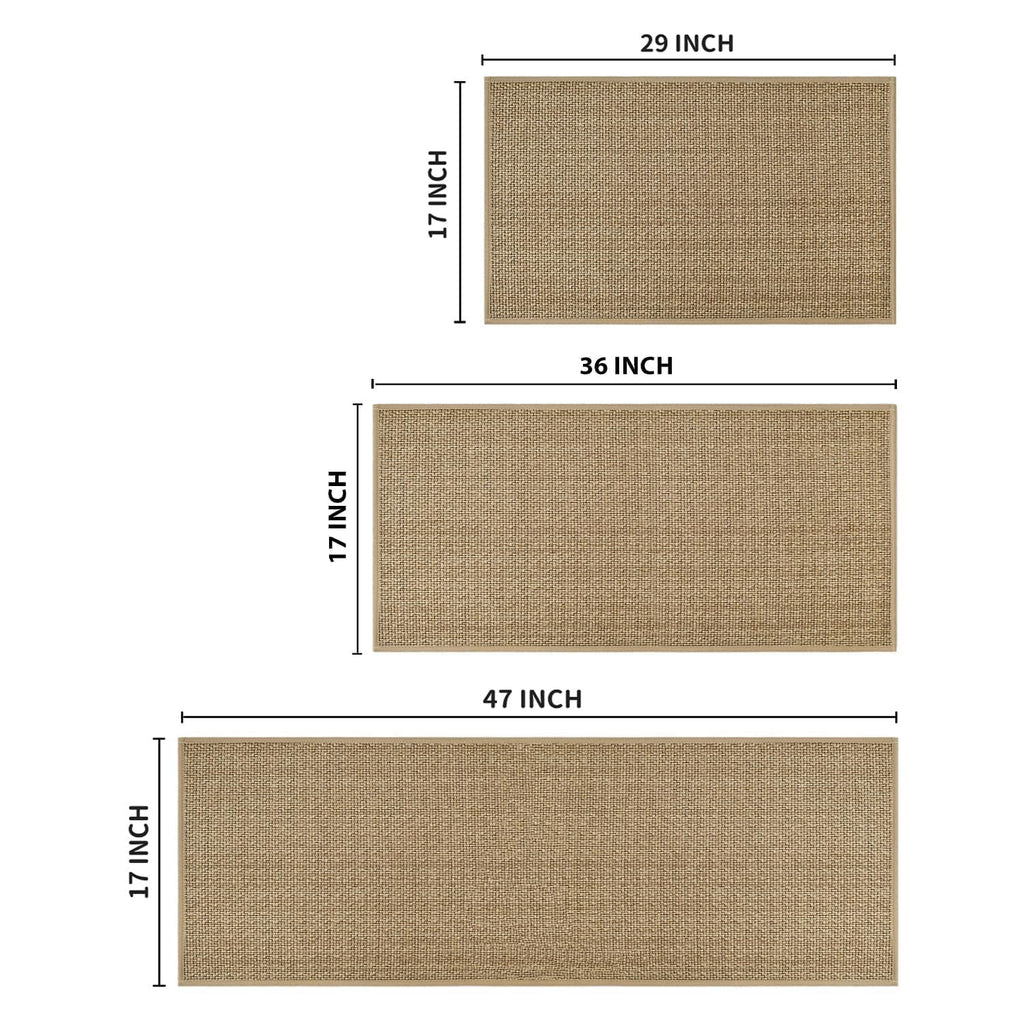 Artoid Mode Washable Non Slip Kitchen Rugs and Mats Set of 2, Rubber Backing Absorbent Kitchen Mats for Floor Front of Sink - 17x29 and 17x47 Inch