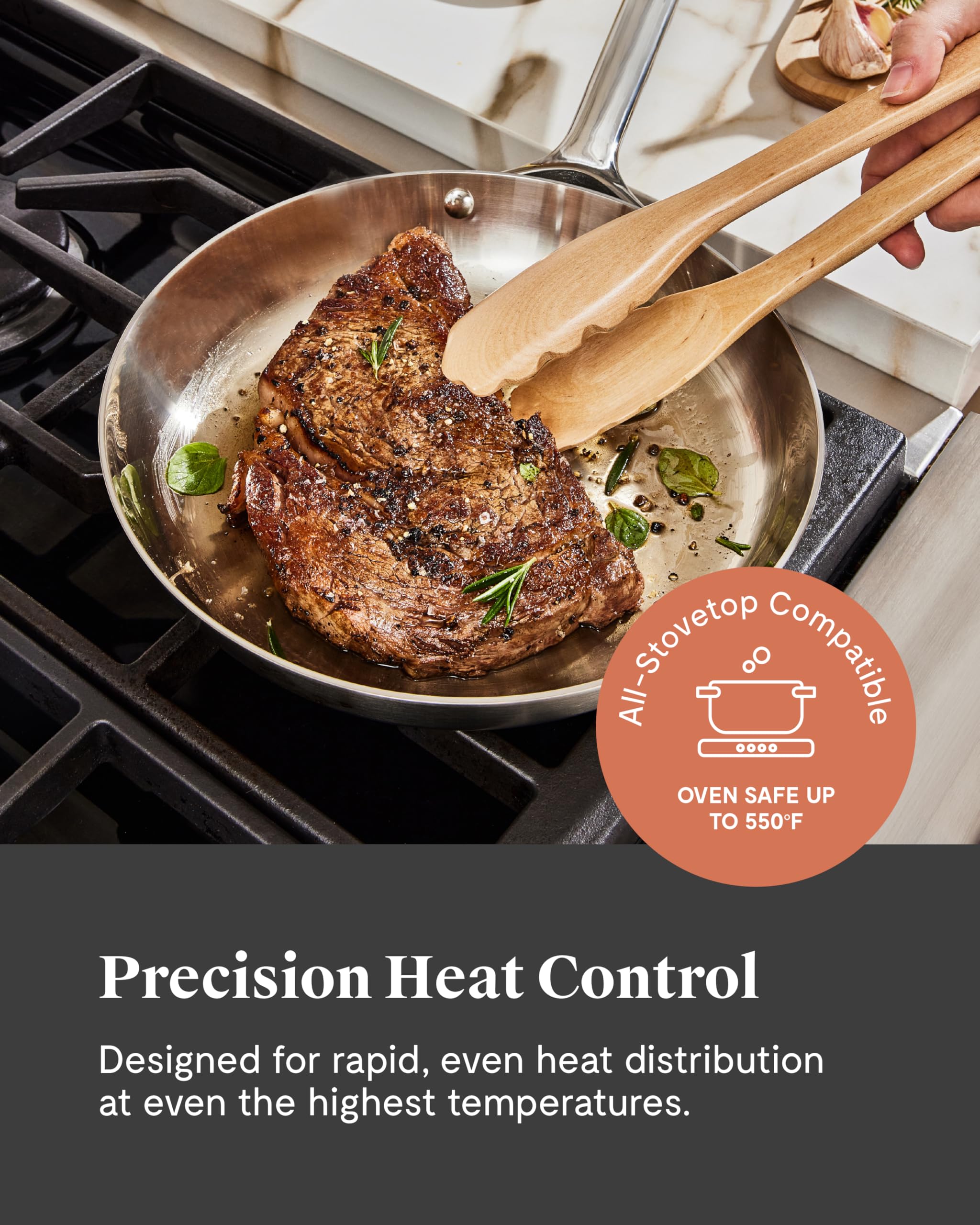 Caraway Stainless Steel Mini Fry Pan - 8 Inch Stainless Steel Frying Pan – Oven Safe & Compatible with All Stovetops – Non Toxic, PTFE & PFOA Free