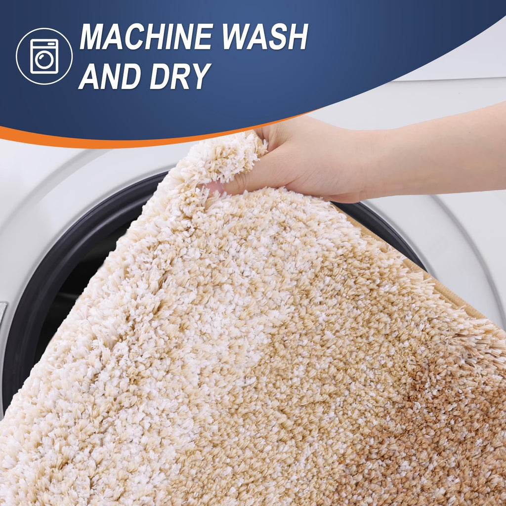 OLANLY Bathroom Rugs Sets 3 Piece, Soft Microfiber Absorbent Bath Mat, U-Shaped Contour Toilet Mat and Toilet Lid Cover, Quick Dry, Machine Washable, Toilet Cover and Rug Set for Bathroom, Grey