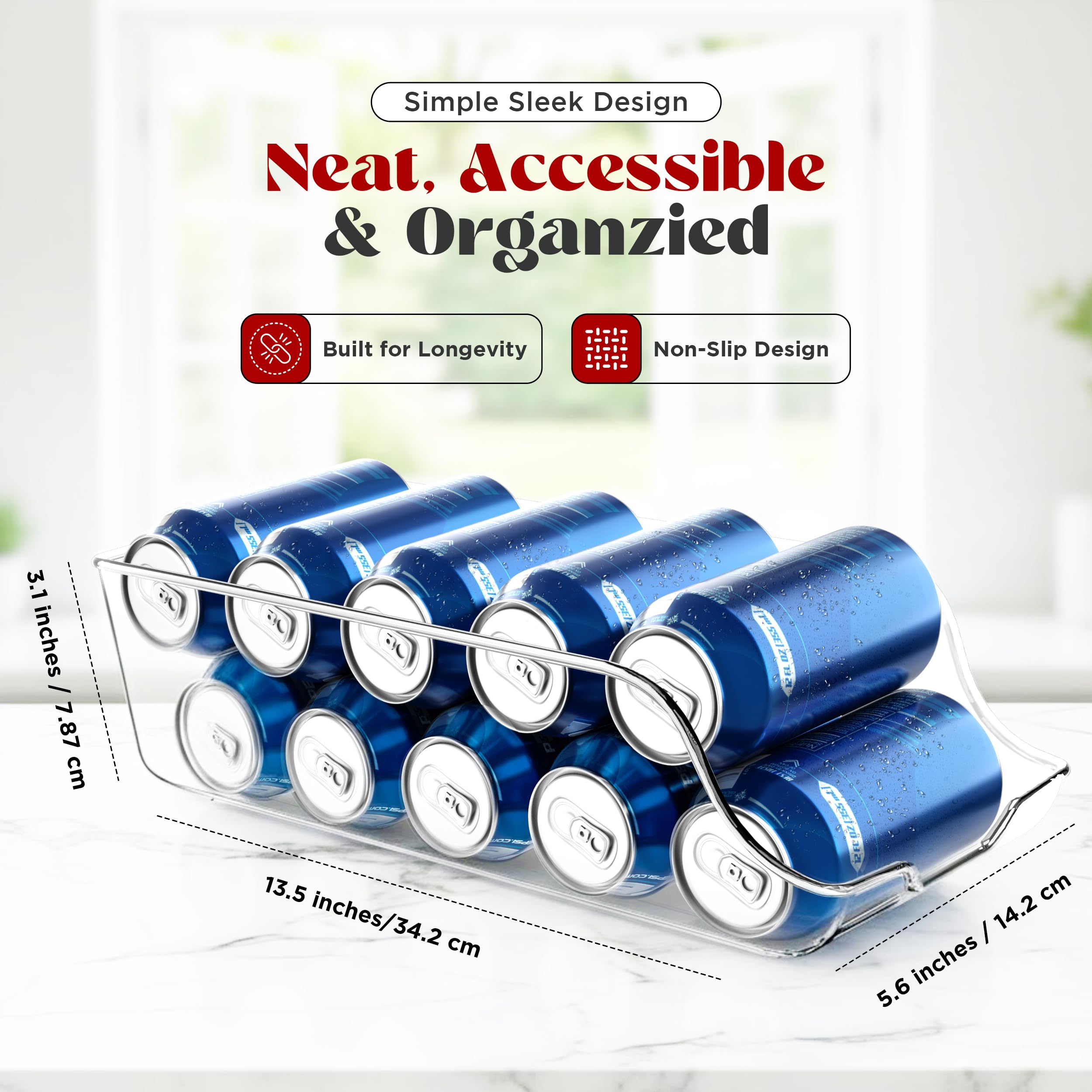 Utopia Kitchen Soda Can Organizer and Dispenser for Refrigerator/Pantry - Durable Can Storage Organizer Fridge & Kitchen Organization - (Clear, Set of 2)