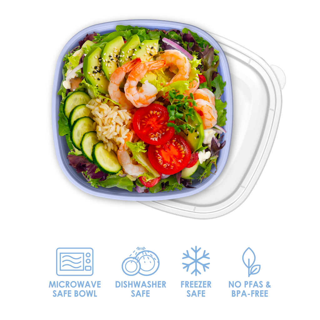 Bentgo Prep - 1-Compartment Bowls with Custom Fit Lids - Reusable, Microwaveable, Durable, PFAS & BPA-Free, Freezer and Dishwasher Safe Meal Prep Food Storage - 10 Bowls & 10 Lids (Graphite)