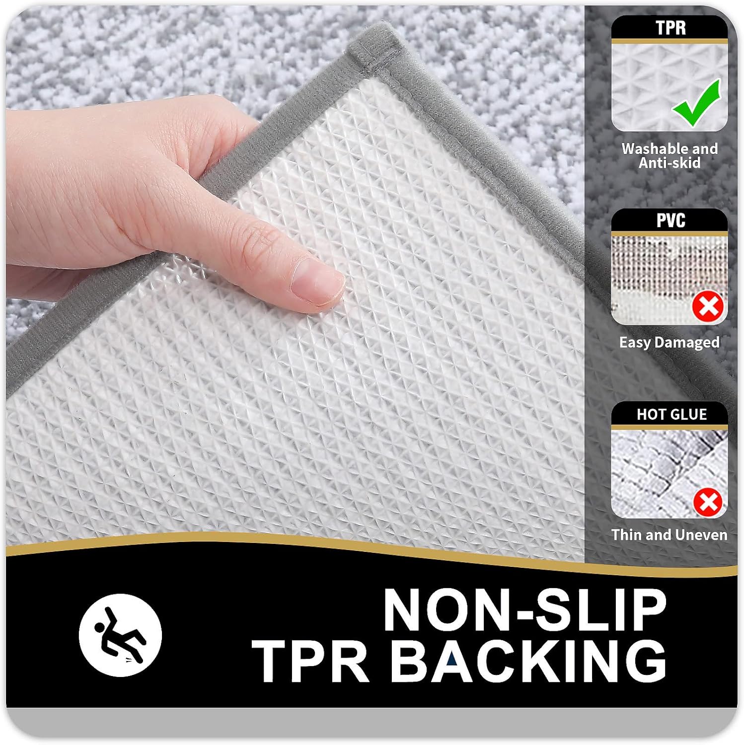 OLANLY Bathroom Rugs 24x16, Extra Soft and Absorbent Microfiber Bath Mat, Non-Slip, Machine Washable, Quick Dry Shaggy Bath Carpet, Suitable for Bathroom Floor, Tub, Shower (Small, Grey)