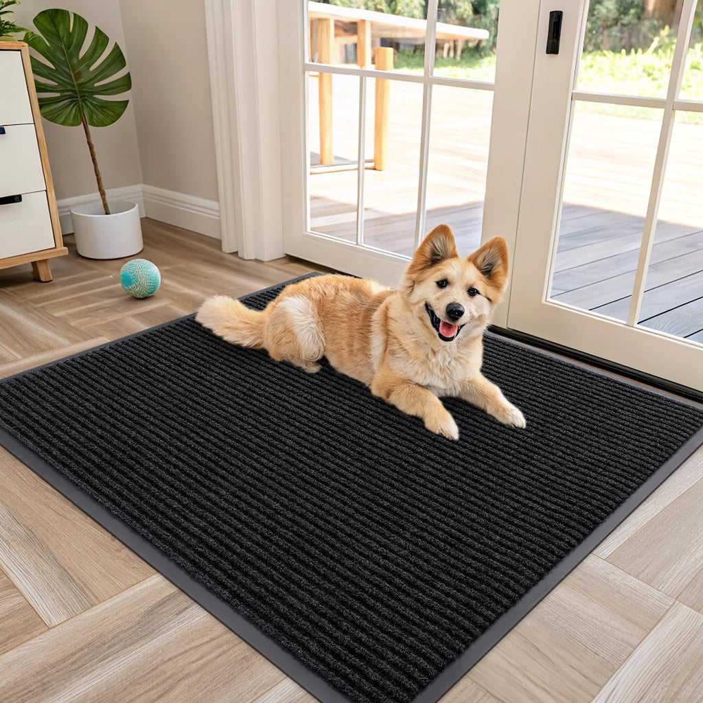 OLANLY Front Door Mat Indoor Outdoor Entrance, Waterproof Heavy Duty Doormat, Fade Resistant, Low Profile, Easy Clean Patio Porch Welcome Floor Mats for Entry, 29.5x17, Grey