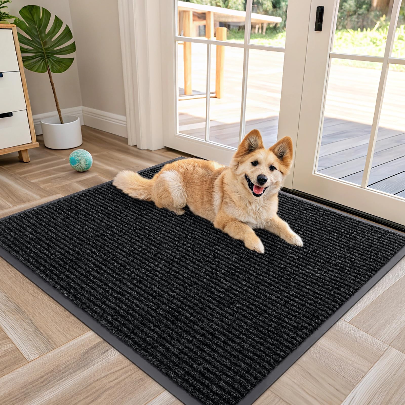 OLANLY Front Door Mat Indoor Outdoor Entrance, Waterproof Heavy Duty Doormat, Fade Resistant, Low Profile, Easy Clean Patio Porch Welcome Floor Mats for Entry, 29.5x17, Grey