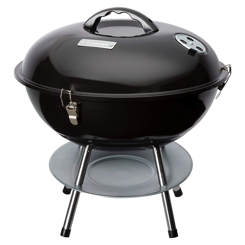 Cuisinart 14" Portable Charcoal Grill, Tabletop Outdoor Small Grill with Locking Lid and Dual Vents, Chrome Plated Travel Size BBQ Perfect for Camping, Tailgates, Cookouts, Red