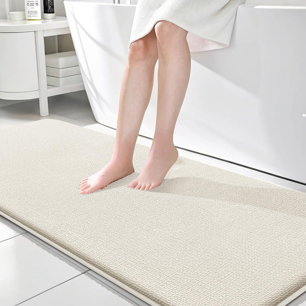 OLANLY Thick Memory Foam Bath Mat Rug 30x20, Extra Soft Absorbent Bathroom Rugs, Quick Dry Bath Mats, Non-Slip, Machine Washable Carpet for Bathroom, Tub and Shower, Home Decor Accessories, Grey