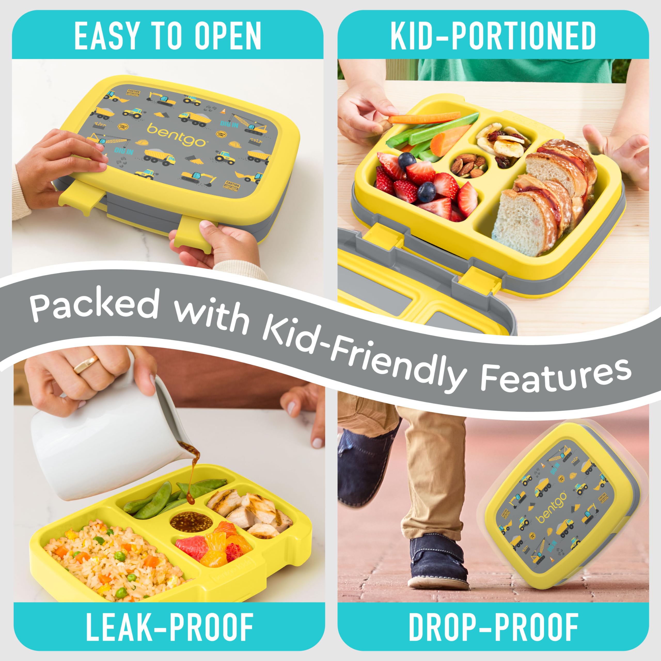 Bentgo Kids Prints Leak-Proof, 5-Compartment Bento-Style Kids Lunch Box - Ideal Portion Sizes for Ages 3-7, Durable, Drop-Proof, Dishwasher Safe, & PFAS & BPA-Free Materials (Unicorn)