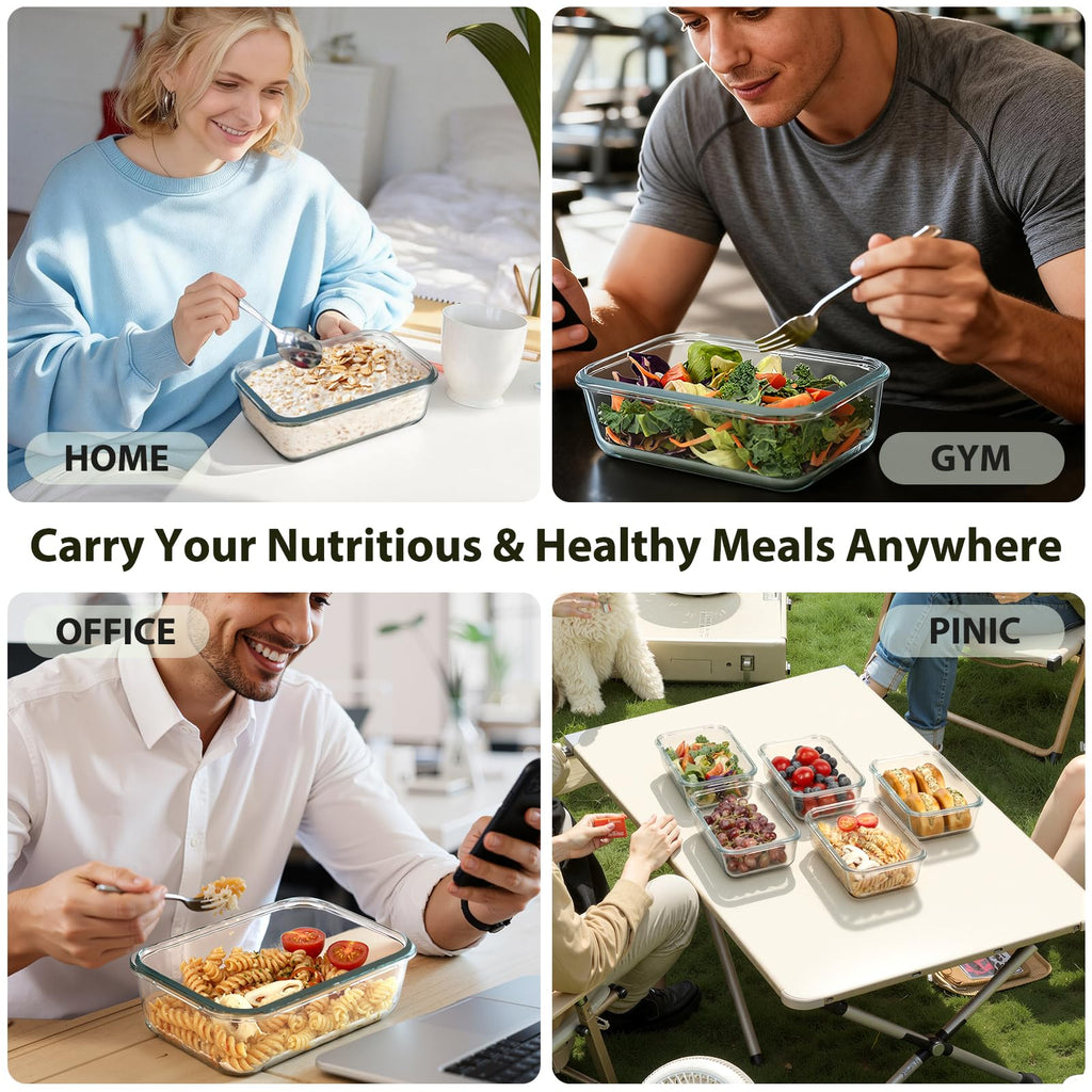 5 Pack 25oz Glass Meal Prep Containers with Air Vent Lids, Borosilicate Glass Food Storage Container with Snap Airtight Lids for Lunch, Food Prep, Microwave, Oven, Freezer & Dishwasher Safe, BPA-Free