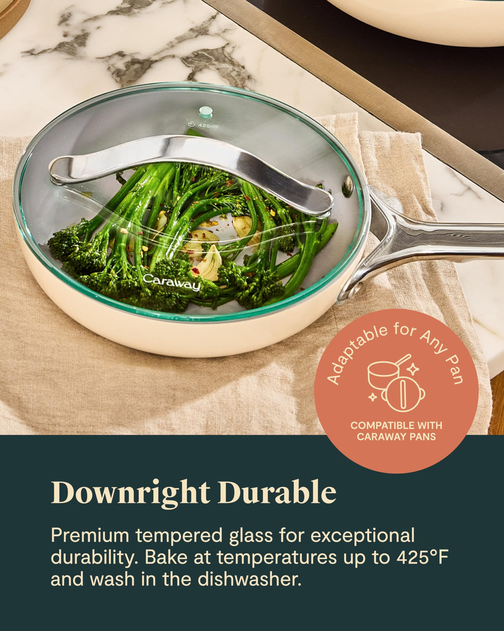 Caraway 10.5" Glass Lid for Pots and Pans - Made With Tempered Glass - Sized to Fit Caraway Ceramic-Coated & Stainless Steel Cookware