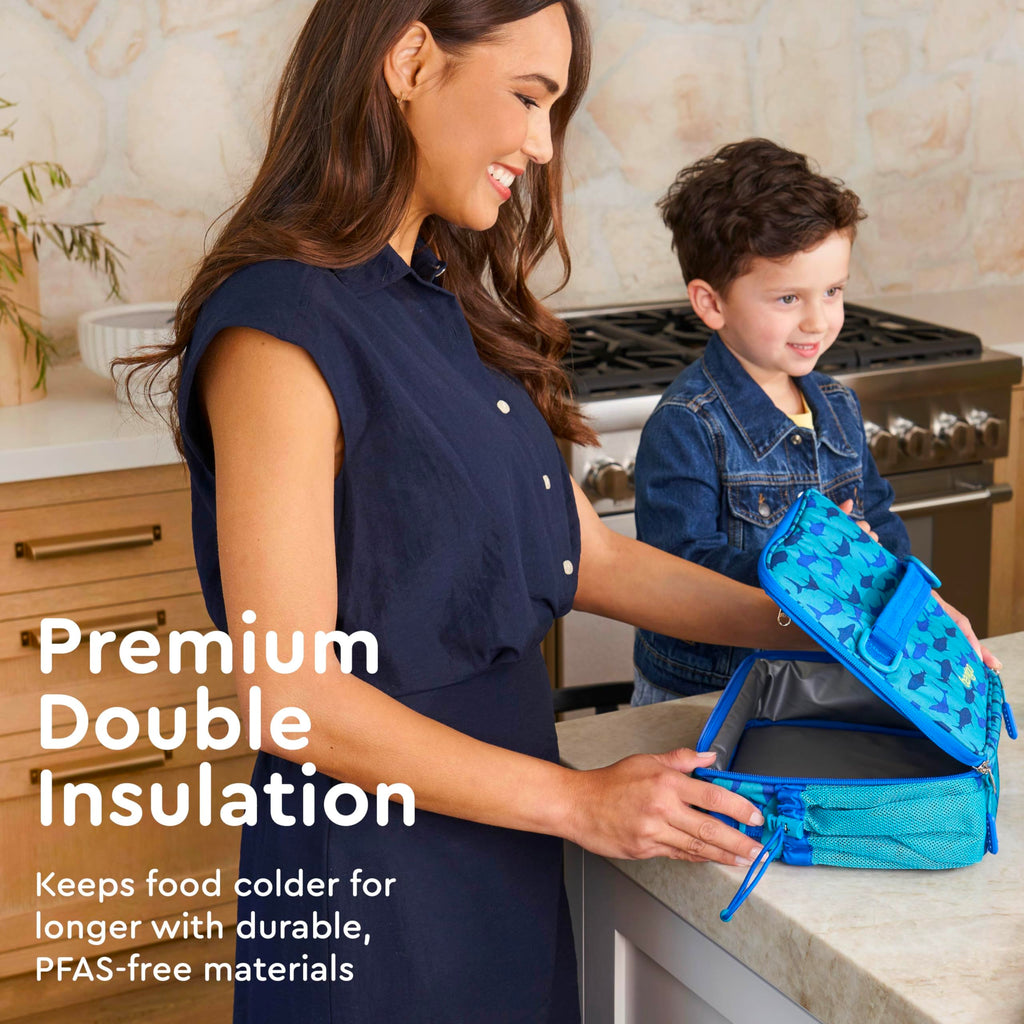 Bentgo Kids Lunch Bag - Durable, Double-Insulated Lunch Bag for Kids 3+; Holds Lunch Box, Water Bottle, & Snacks; Easy-Clean Water-Resistant Fabric & Multiple Zippered Pockets (Mermaid)