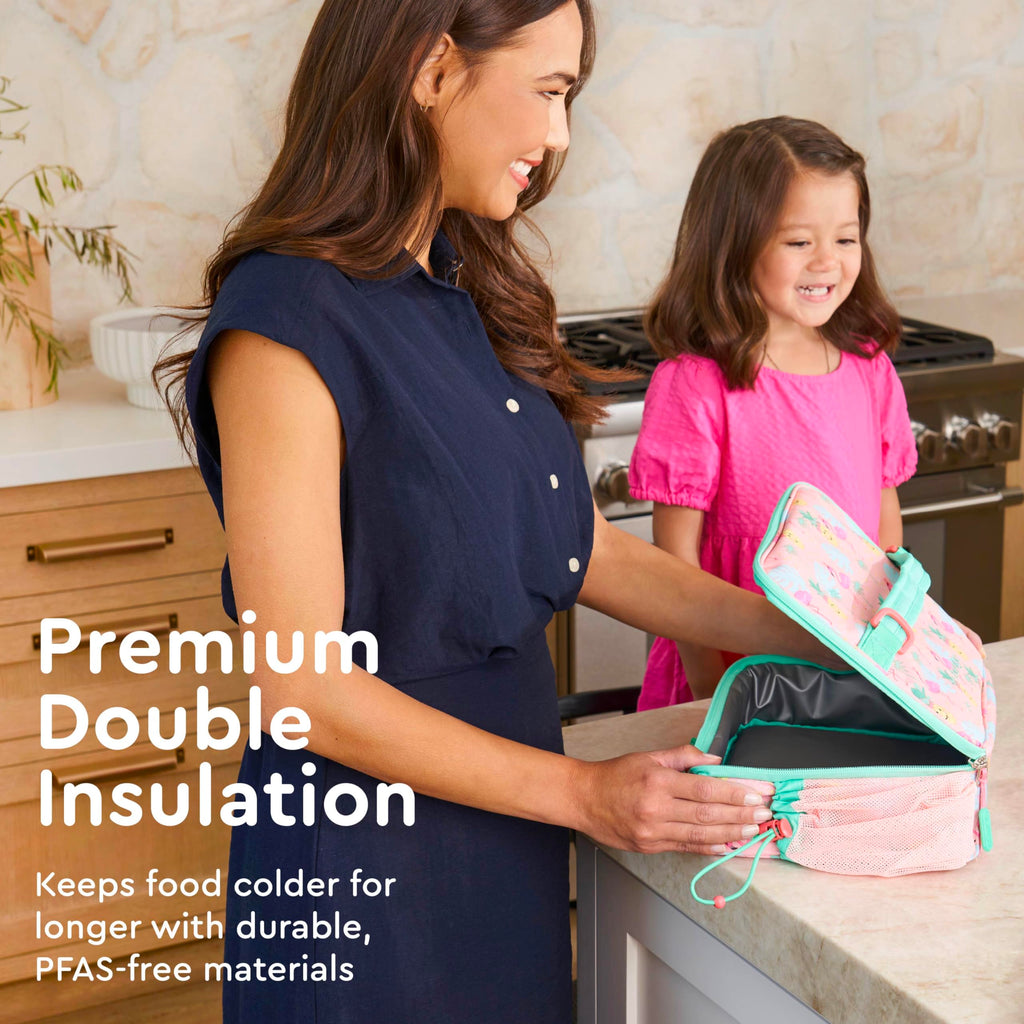 Bentgo Kids Lunch Bag - Durable, Double-Insulated Lunch Bag for Kids 3+; Holds Lunch Box, Water Bottle, & Snacks; Easy-Clean Water-Resistant Fabric & Multiple Zippered Pockets (Mermaid)