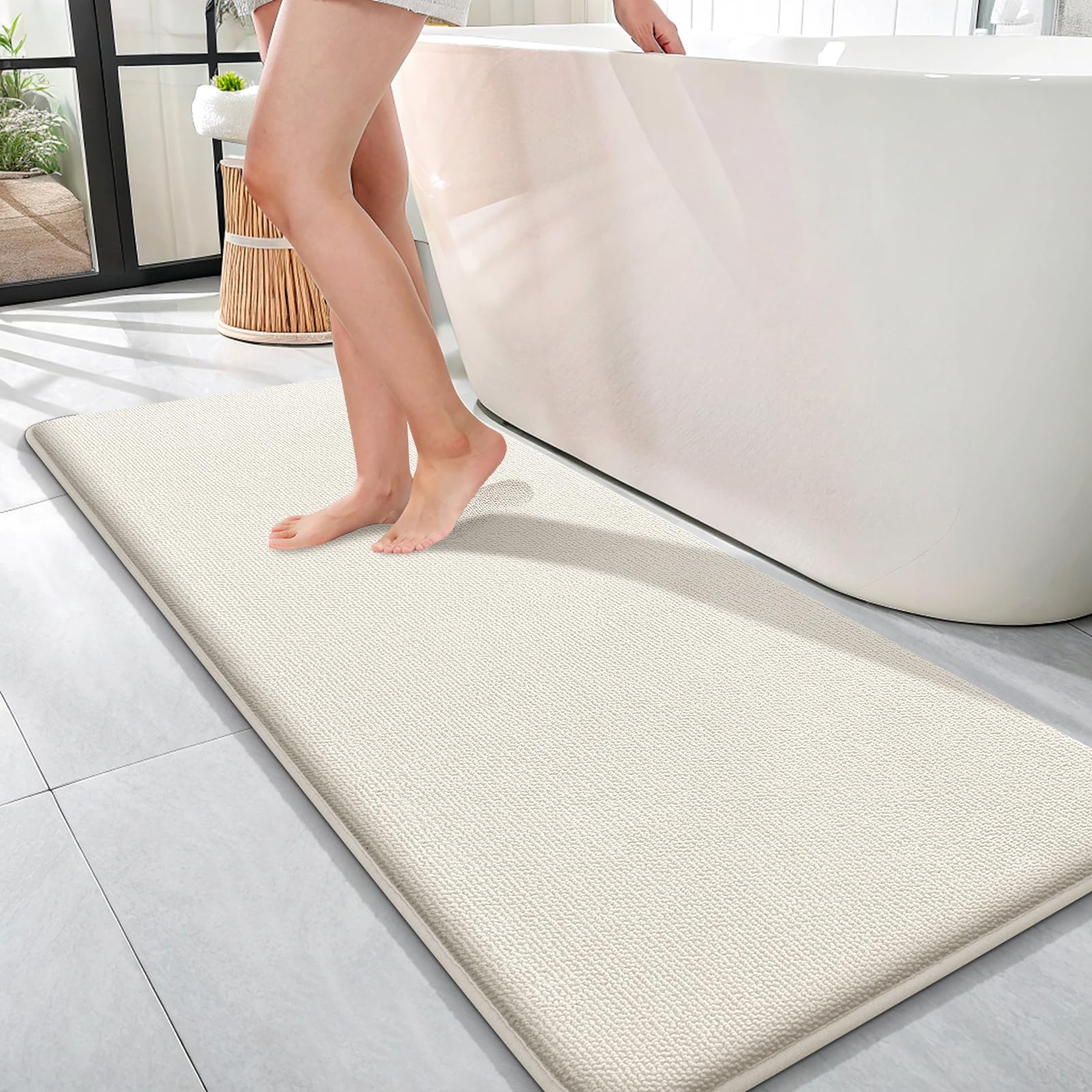 OLANLY Thick Memory Foam Bath Mat Rug 30x20, Extra Soft Absorbent Bathroom Rugs, Quick Dry Bath Mats, Non-Slip, Machine Washable Carpet for Bathroom, Tub and Shower, Home Decor Accessories, Grey